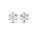 2.98 CT Round Diamond Floral Cluster Stud Earrings