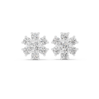 2.98 CT Round Diamond Floral Cluster Stud Earrings