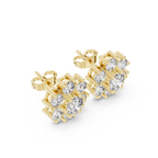 2.98 CT Round Diamond Floral Cluster Stud Earrings