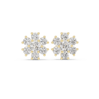 2.98 CT Round Diamond Floral Cluster Stud Earrings