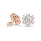2.98 CT Round Diamond Floral Cluster Stud Earrings