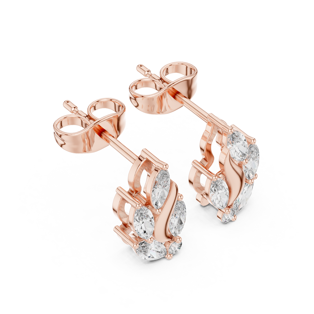 0.45 CT Marquise Diamond Nature Leaf Stud Earrings