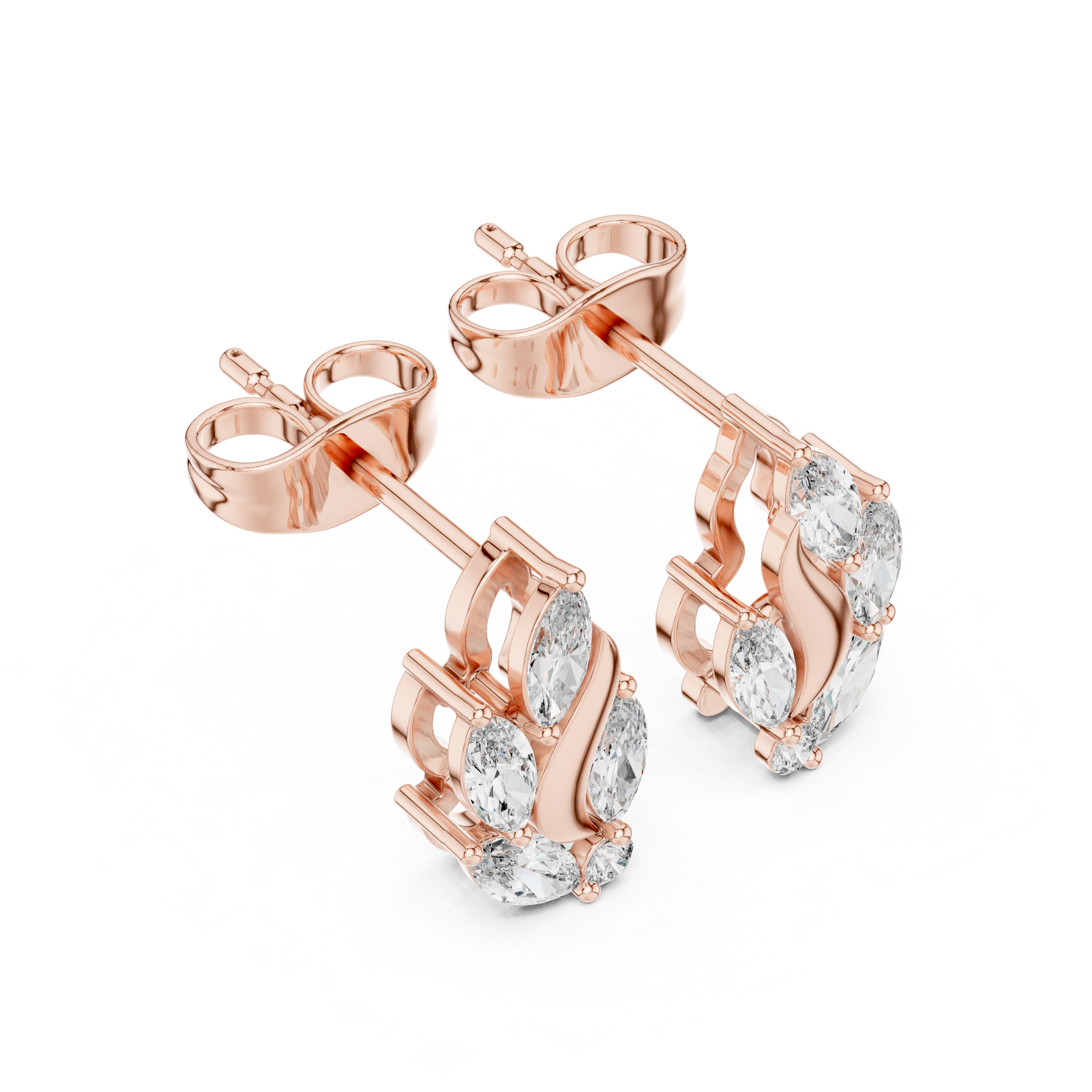 0.45 CT Marquise Diamond Nature Leaf Stud Earrings
