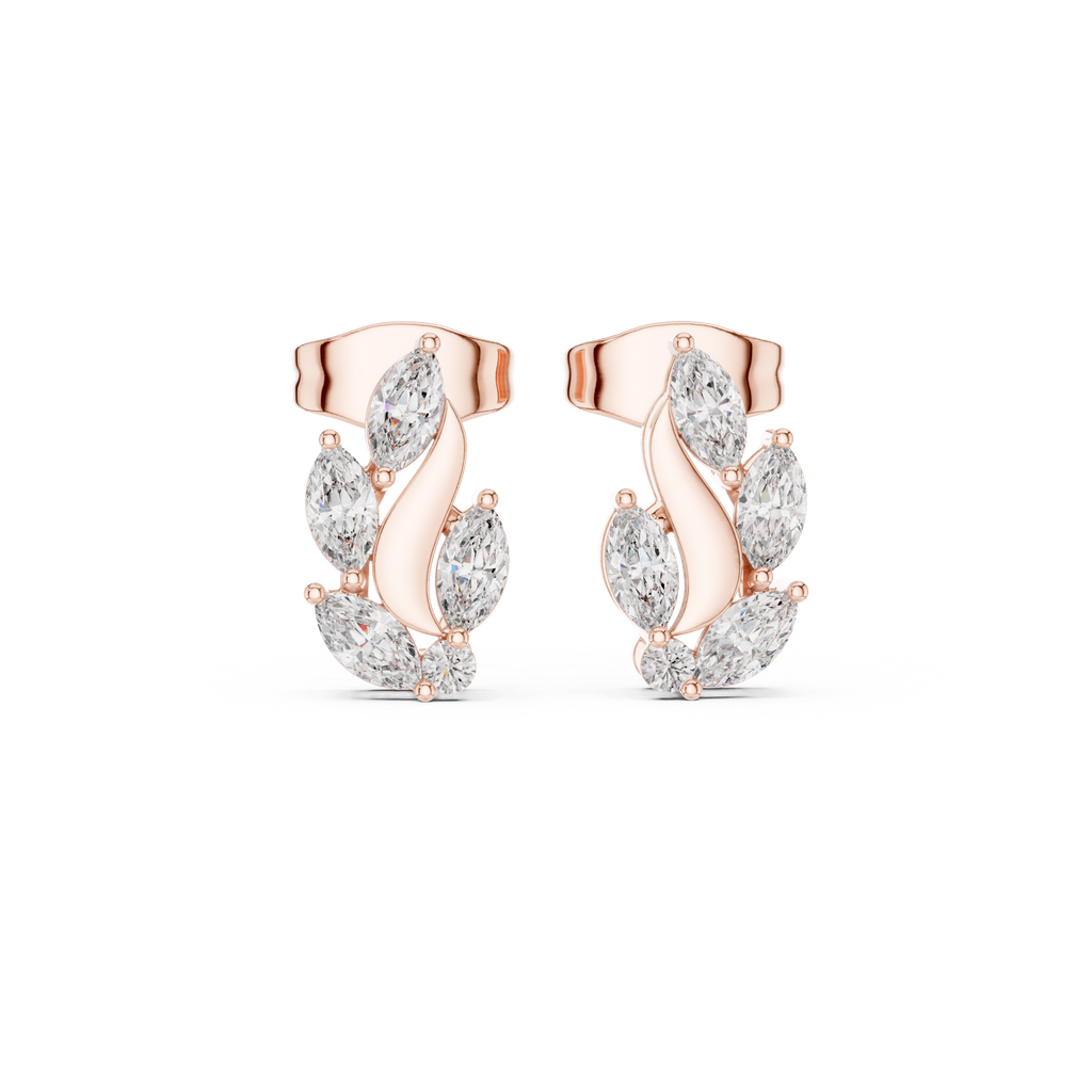 0.45 CT Marquise Diamond Nature Leaf Stud Earrings