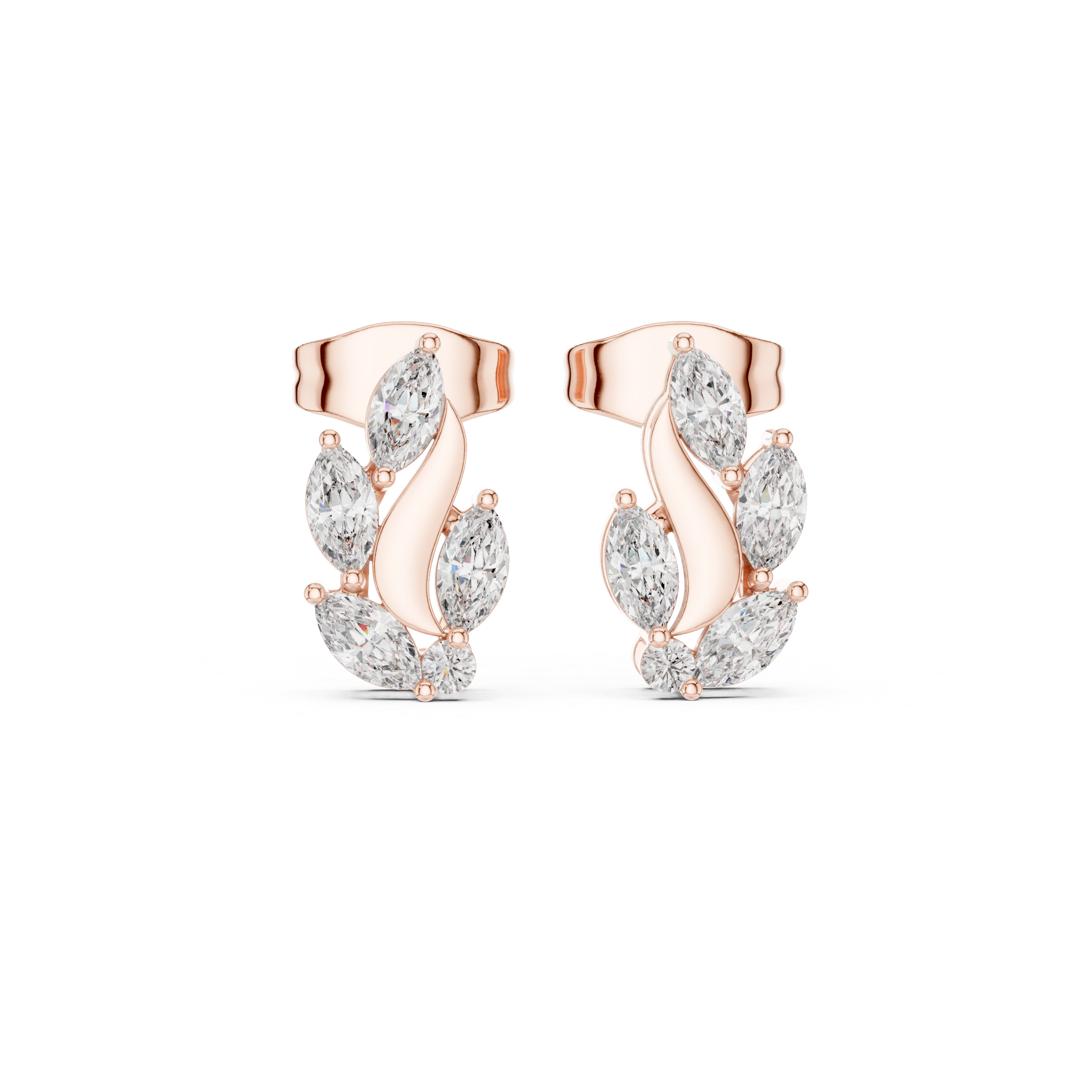 0.45 CT Marquise Diamond Nature Leaf Stud Earrings