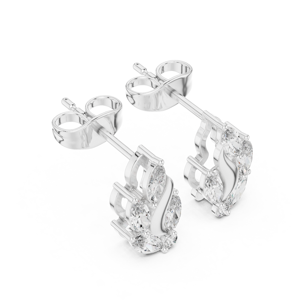 0.45 CT Marquise Diamond Nature Leaf Stud Earrings