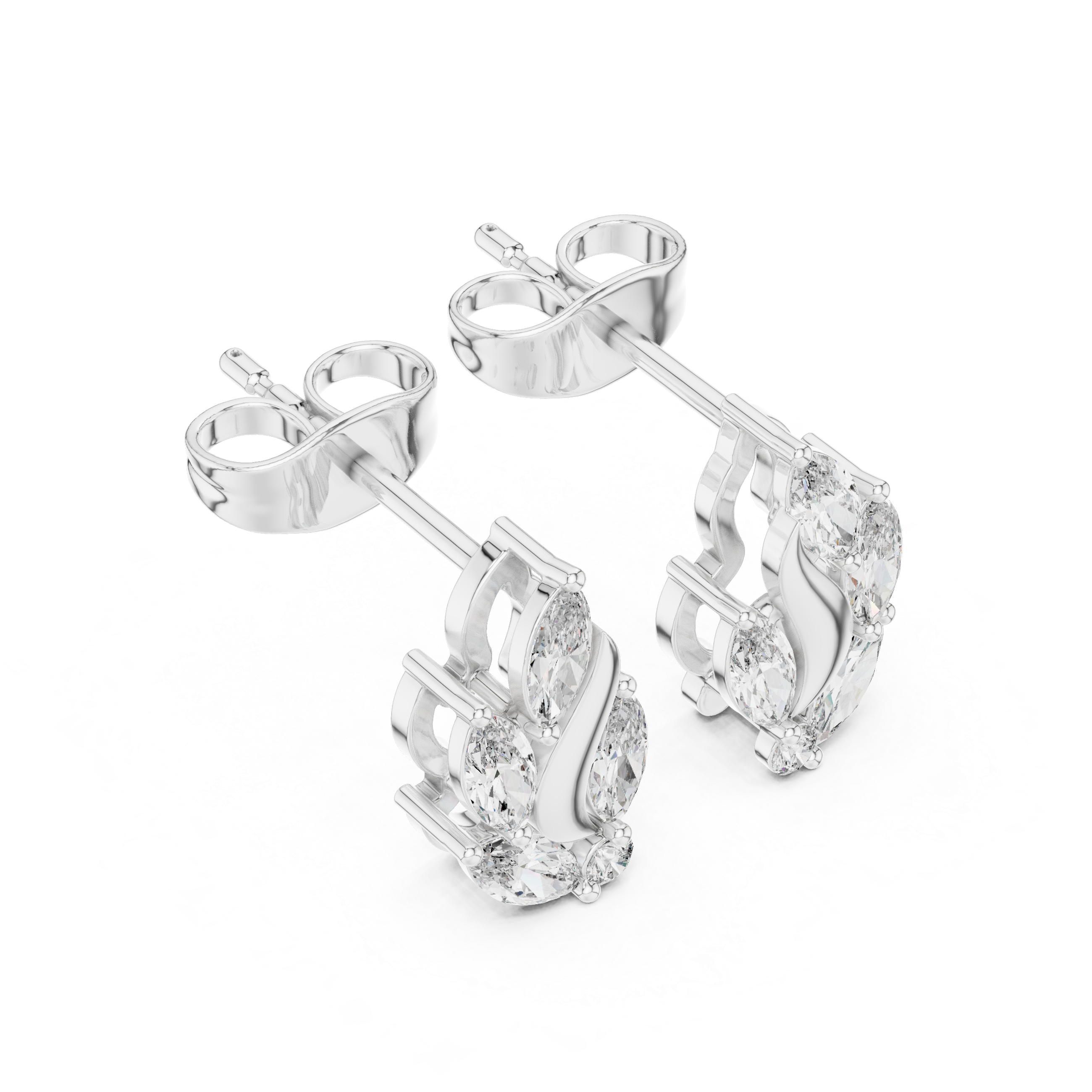 0.45 CT Marquise Diamond Nature Leaf Stud Earrings