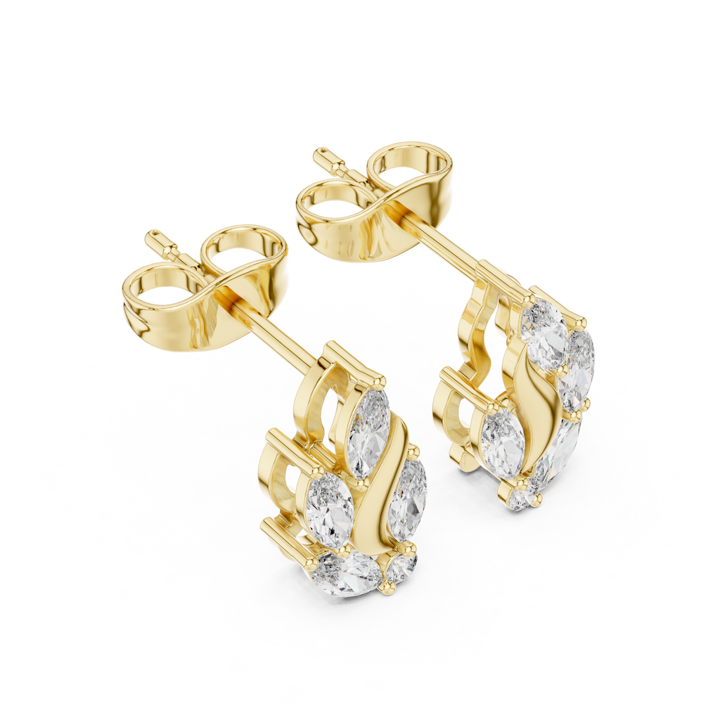 0.45 CT Marquise Diamond Nature Leaf Stud Earrings