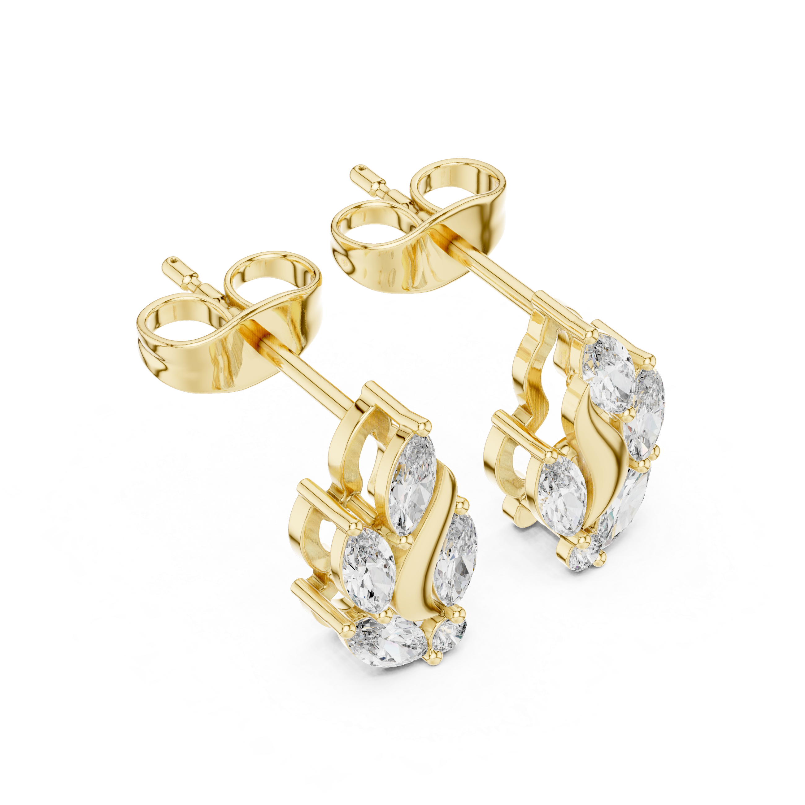 0.45 CT Marquise Diamond Nature Leaf Stud Earrings