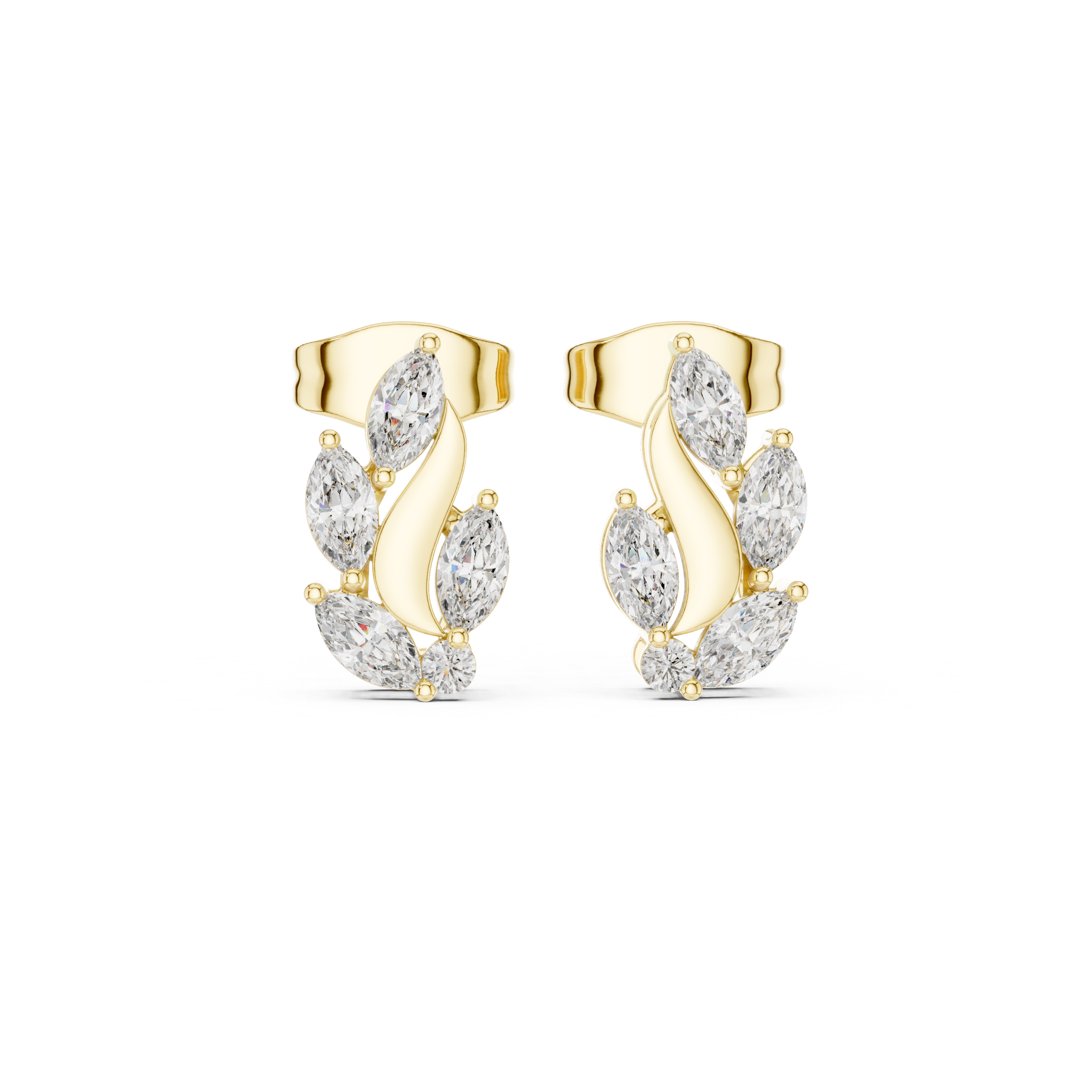 0.45 CT Marquise Diamond Nature Leaf Stud Earrings