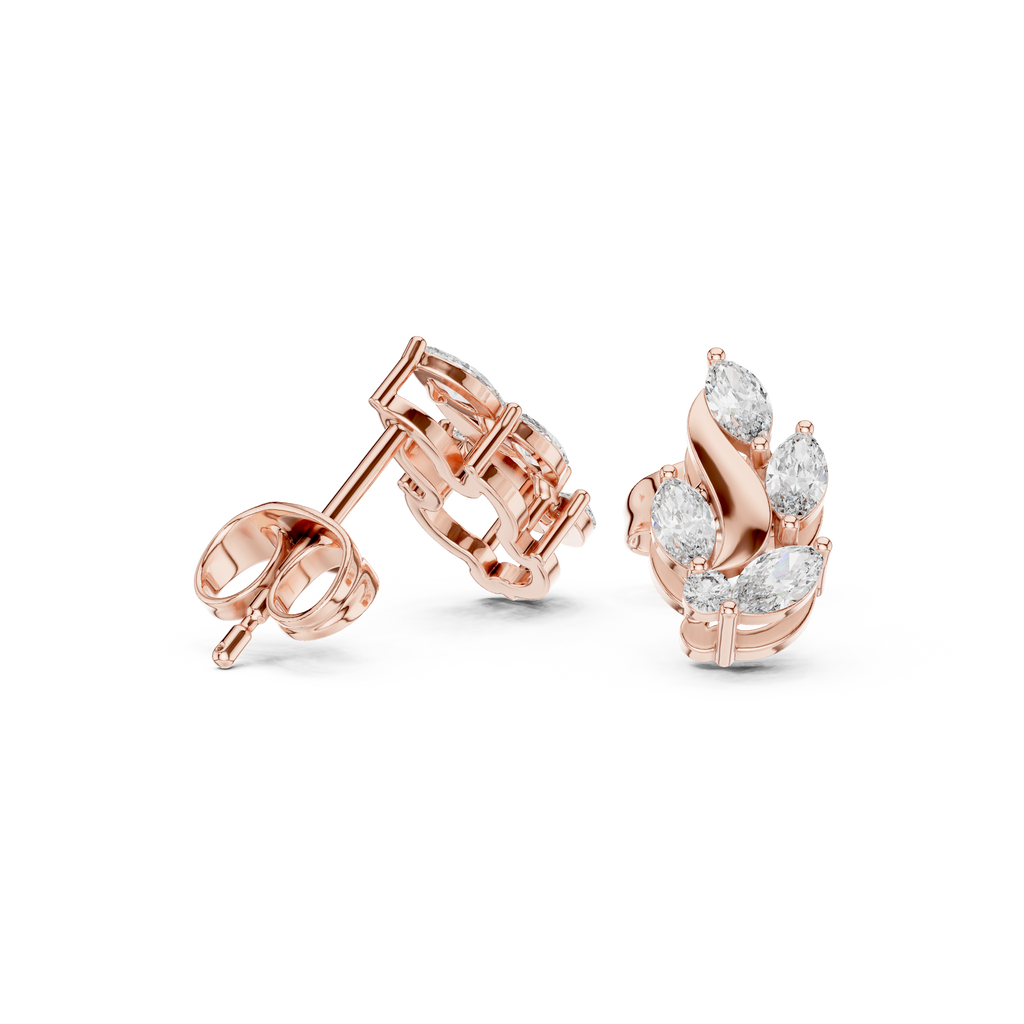 0.45 CT Marquise Diamond Nature Leaf Stud Earrings