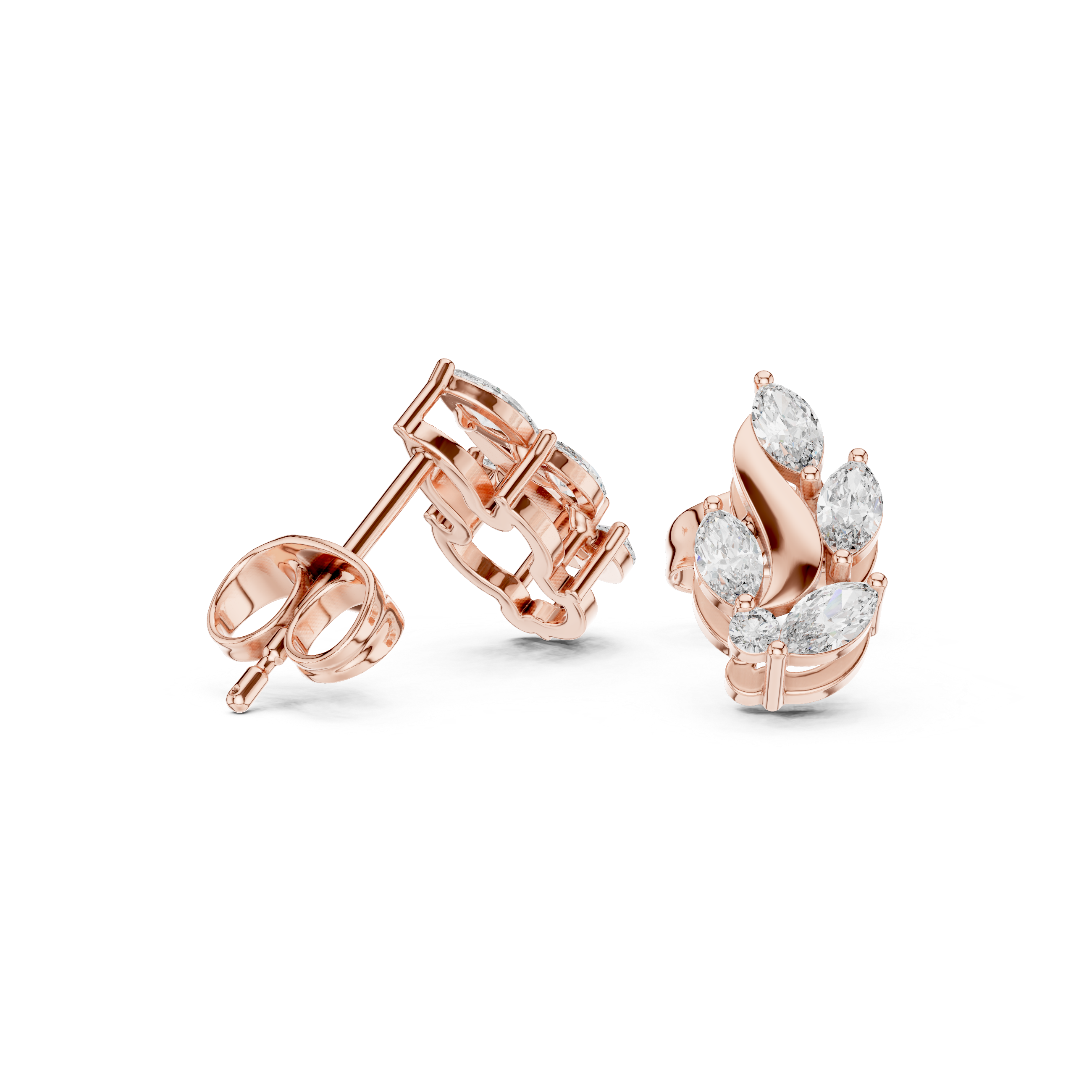 0.45 CT Marquise Diamond Nature Leaf Stud Earrings