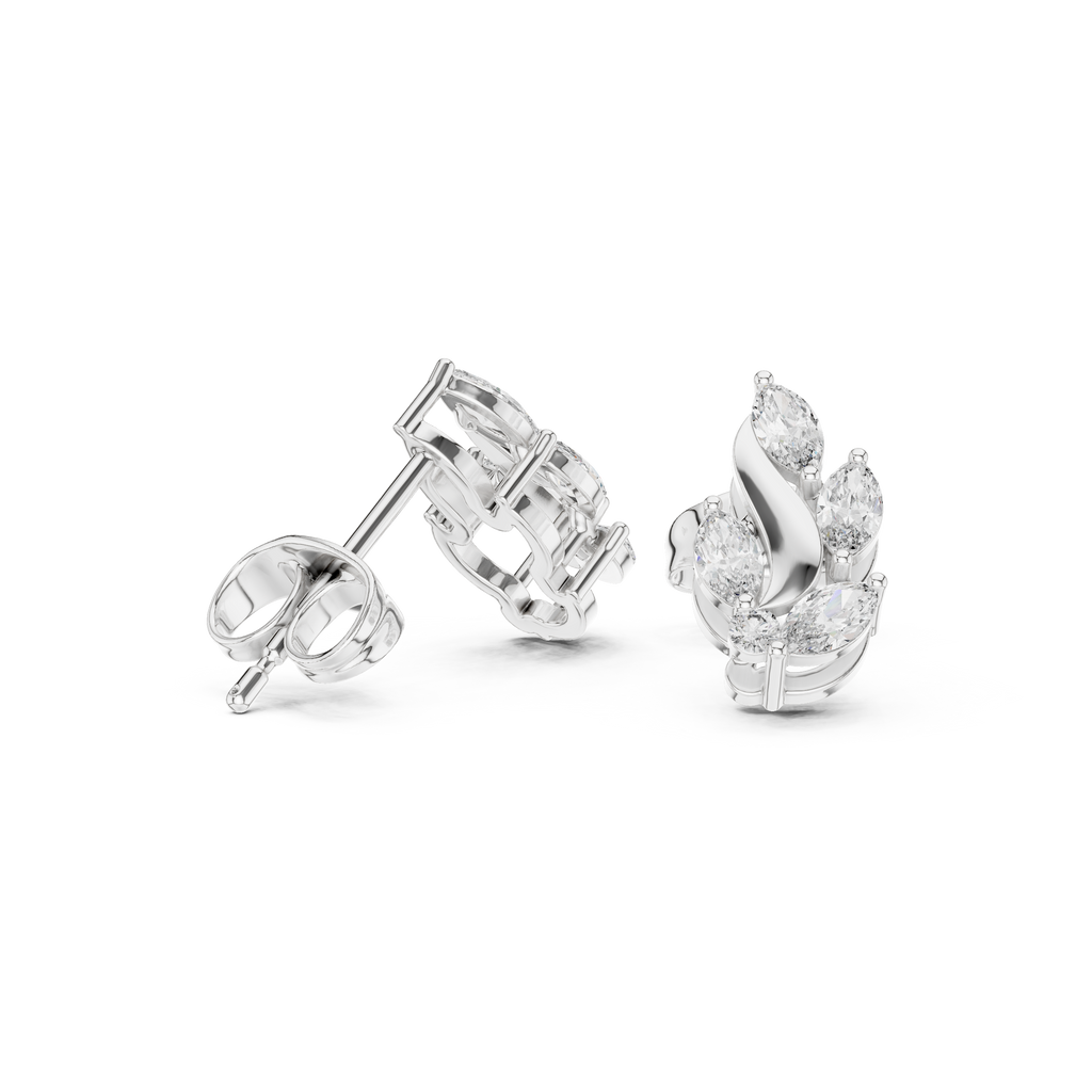 0.45 CT Marquise Diamond Nature Leaf Stud Earrings