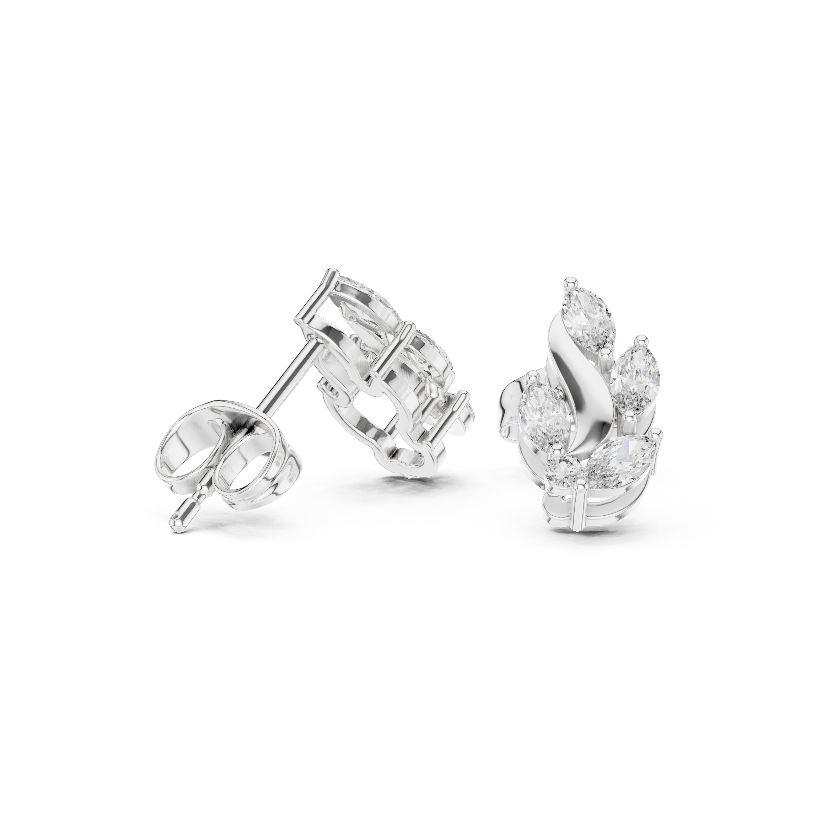 0.45 CT Marquise Diamond Nature Leaf Stud Earrings