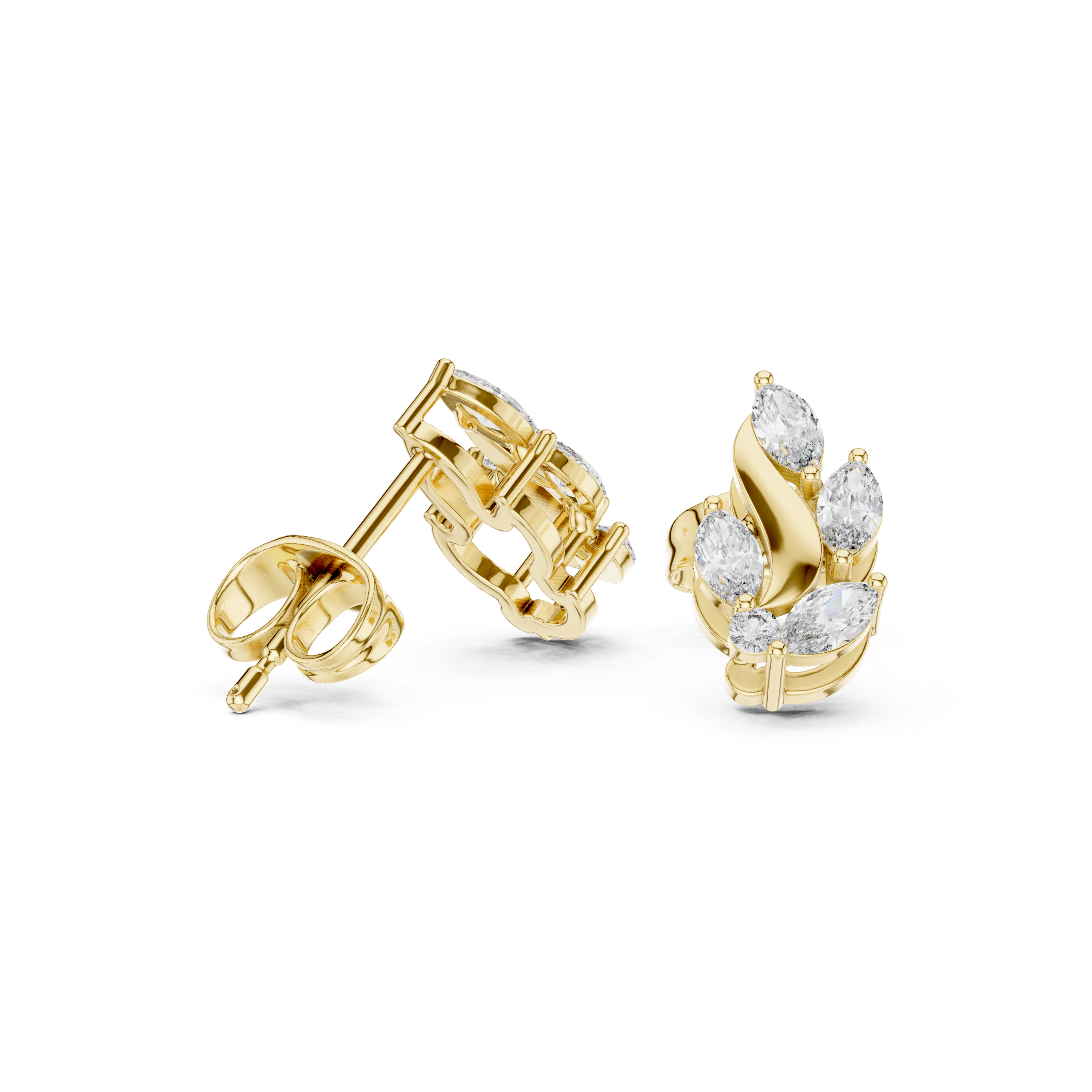 0.45 CT Marquise Diamond Nature Leaf Stud Earrings