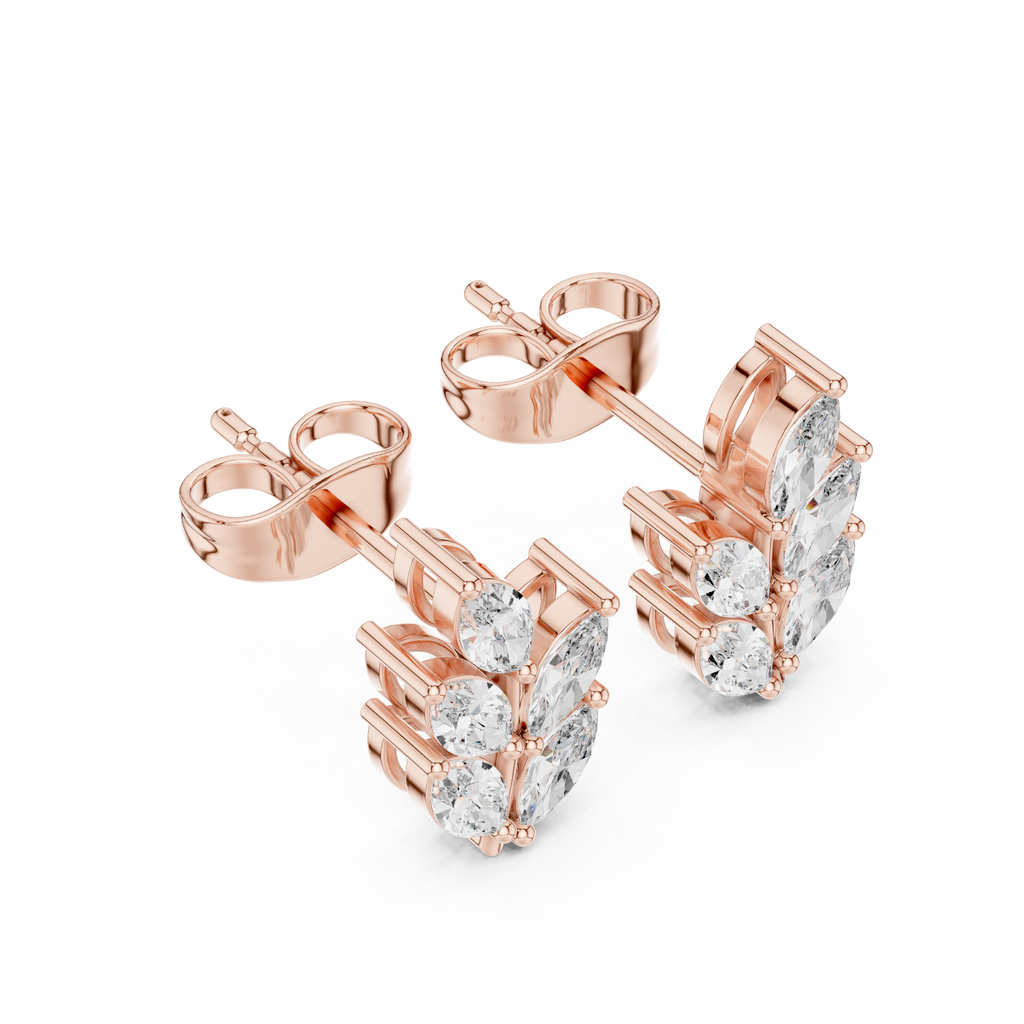 0.56 CT Marquise Cut Diamond Leaf Stud Earrings