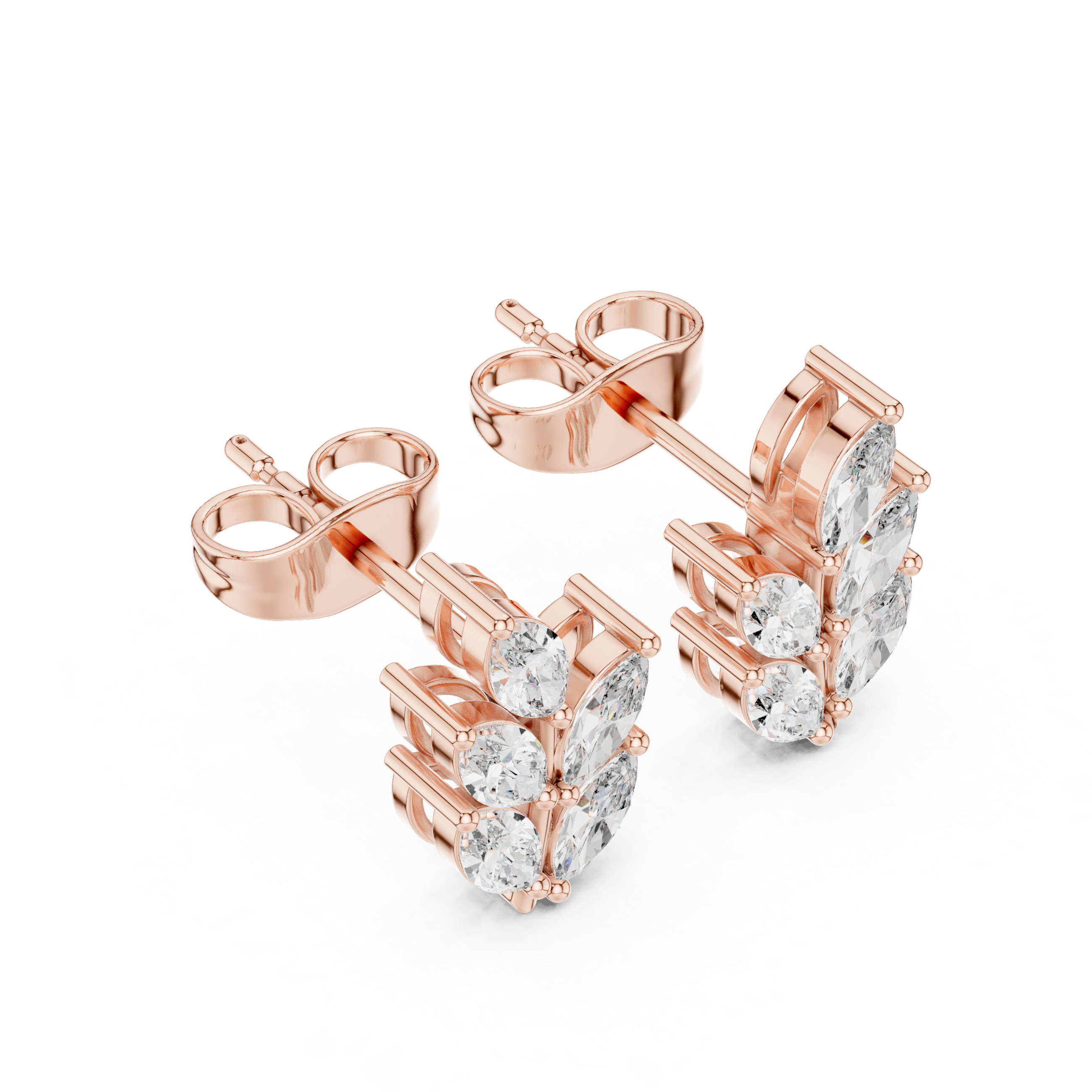0.56 CT Marquise Cut Diamond Leaf Stud Earrings