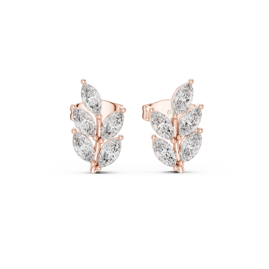 0.56 CT Marquise Cut Diamond Leaf Stud Earrings