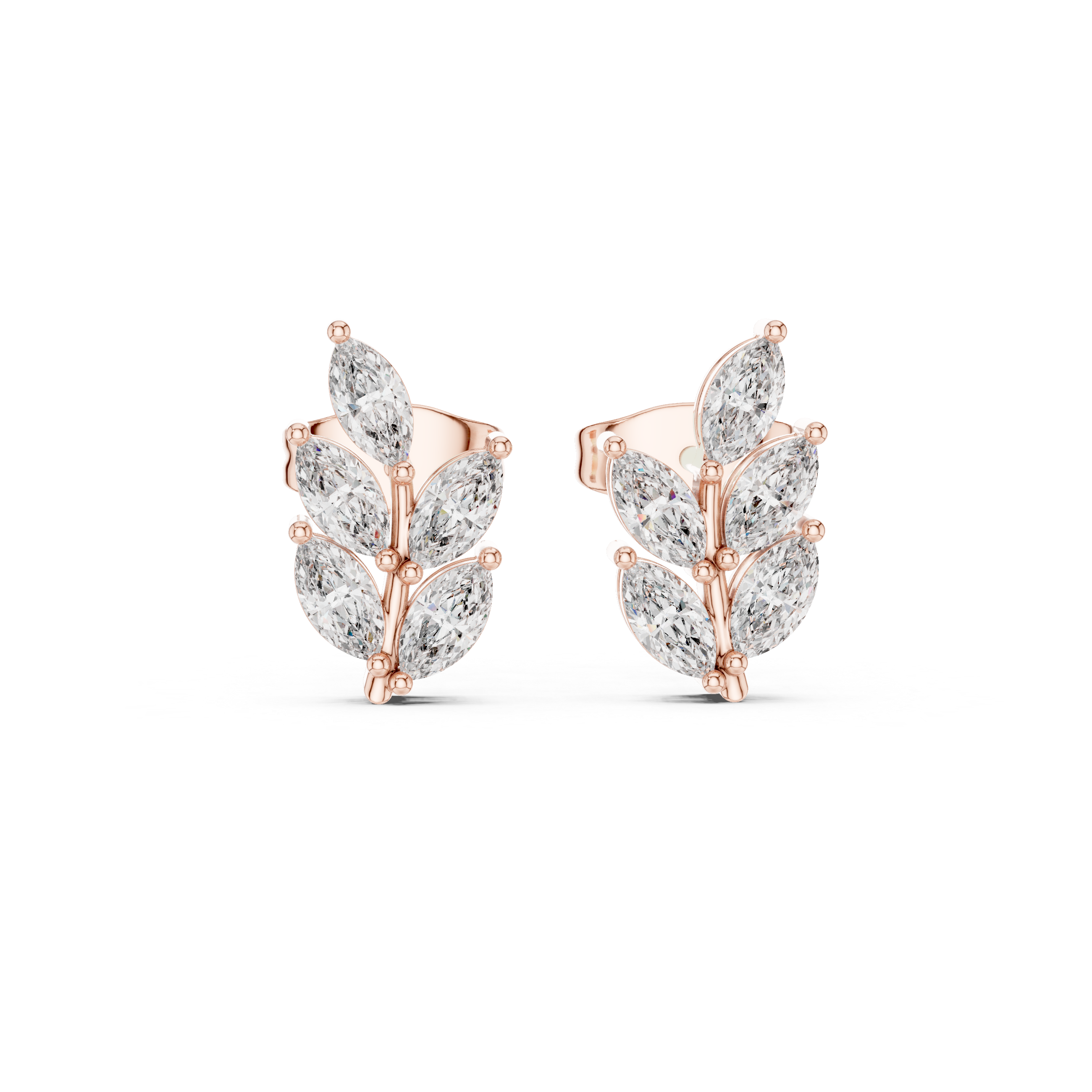 0.56 CT Marquise Cut Diamond Leaf Stud Earrings