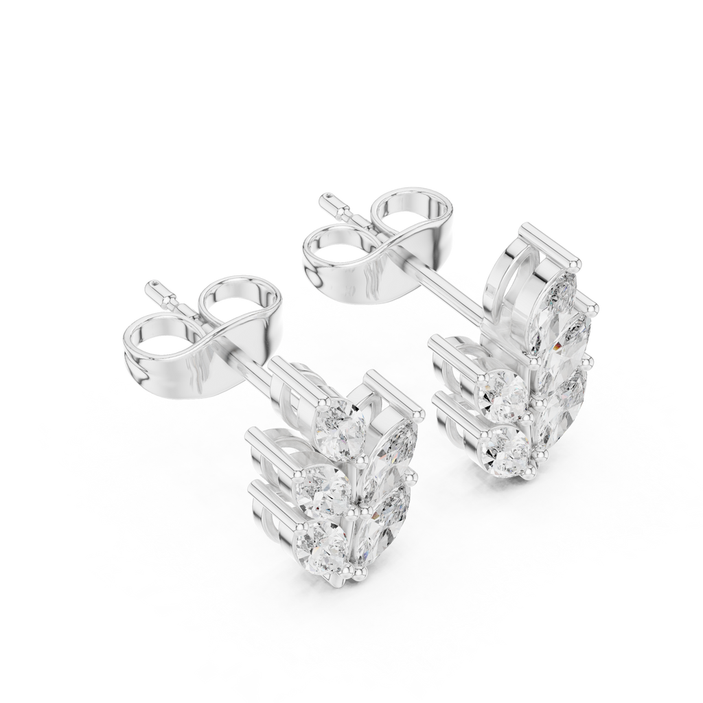 0.56 CT Marquise Cut Diamond Leaf Stud Earrings