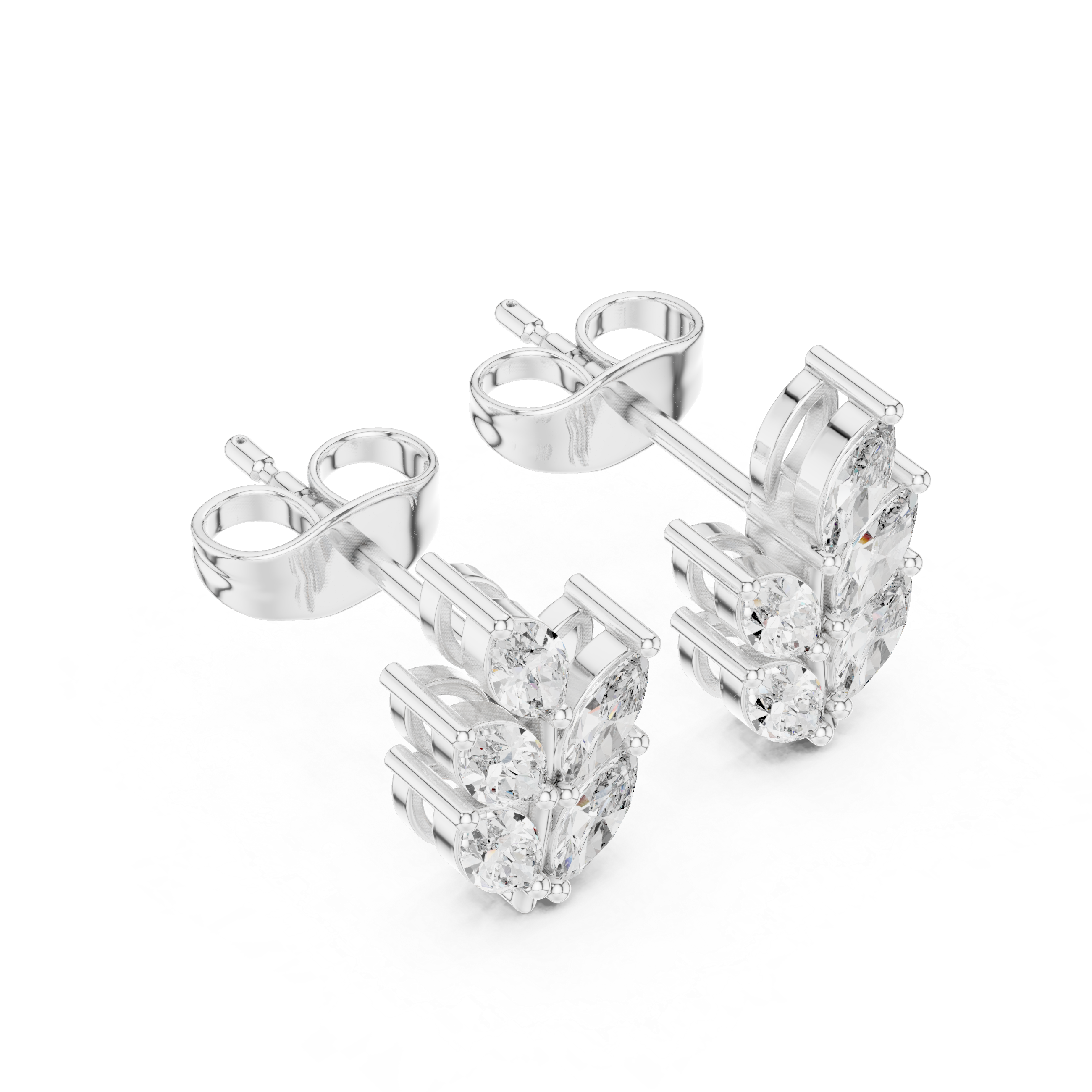 0.56 CT Marquise Cut Diamond Leaf Stud Earrings