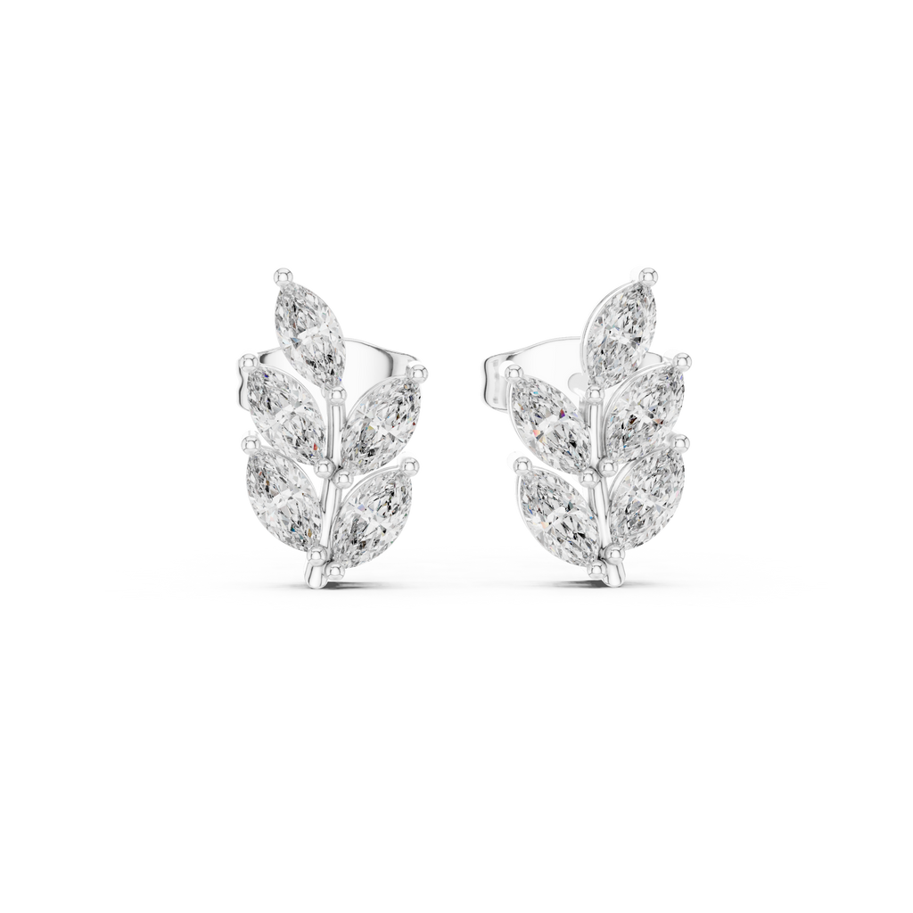 0.56 CT Marquise Cut Diamond Leaf Stud Earrings