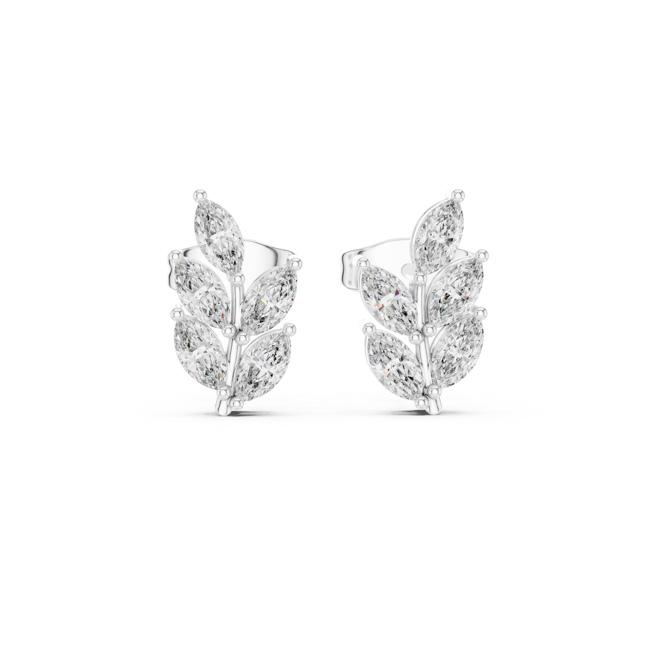 0.56 CT Marquise Cut Diamond Leaf Stud Earrings