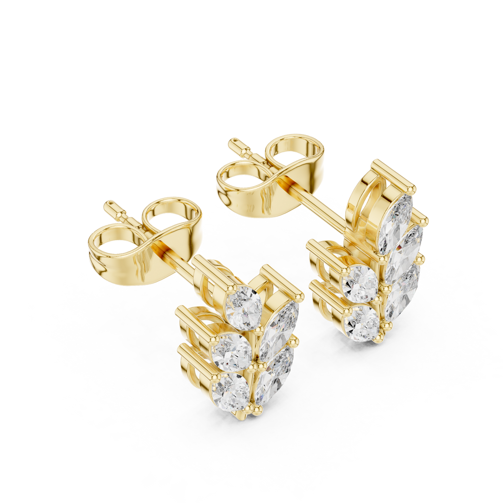 0.56 CT Marquise Cut Diamond Leaf Stud Earrings