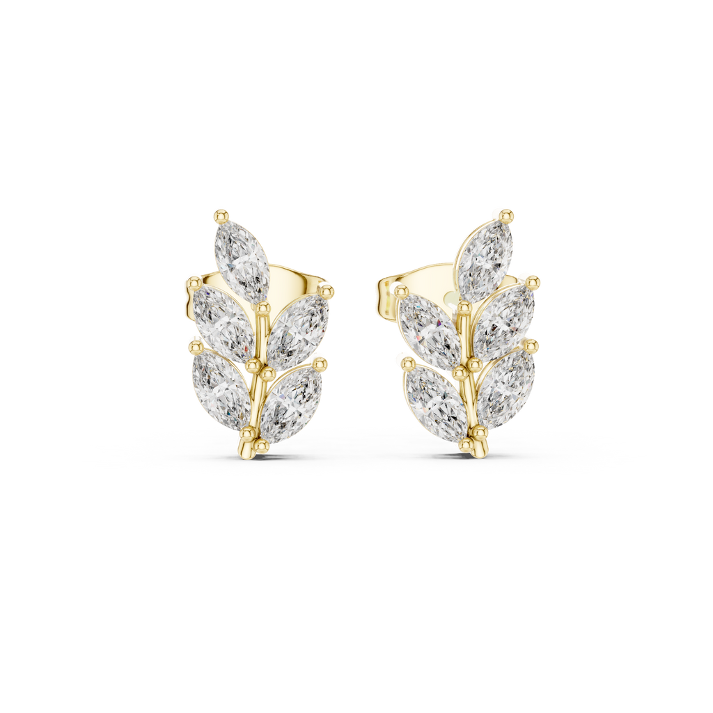 0.56 CT Marquise Cut Diamond Leaf Stud Earrings