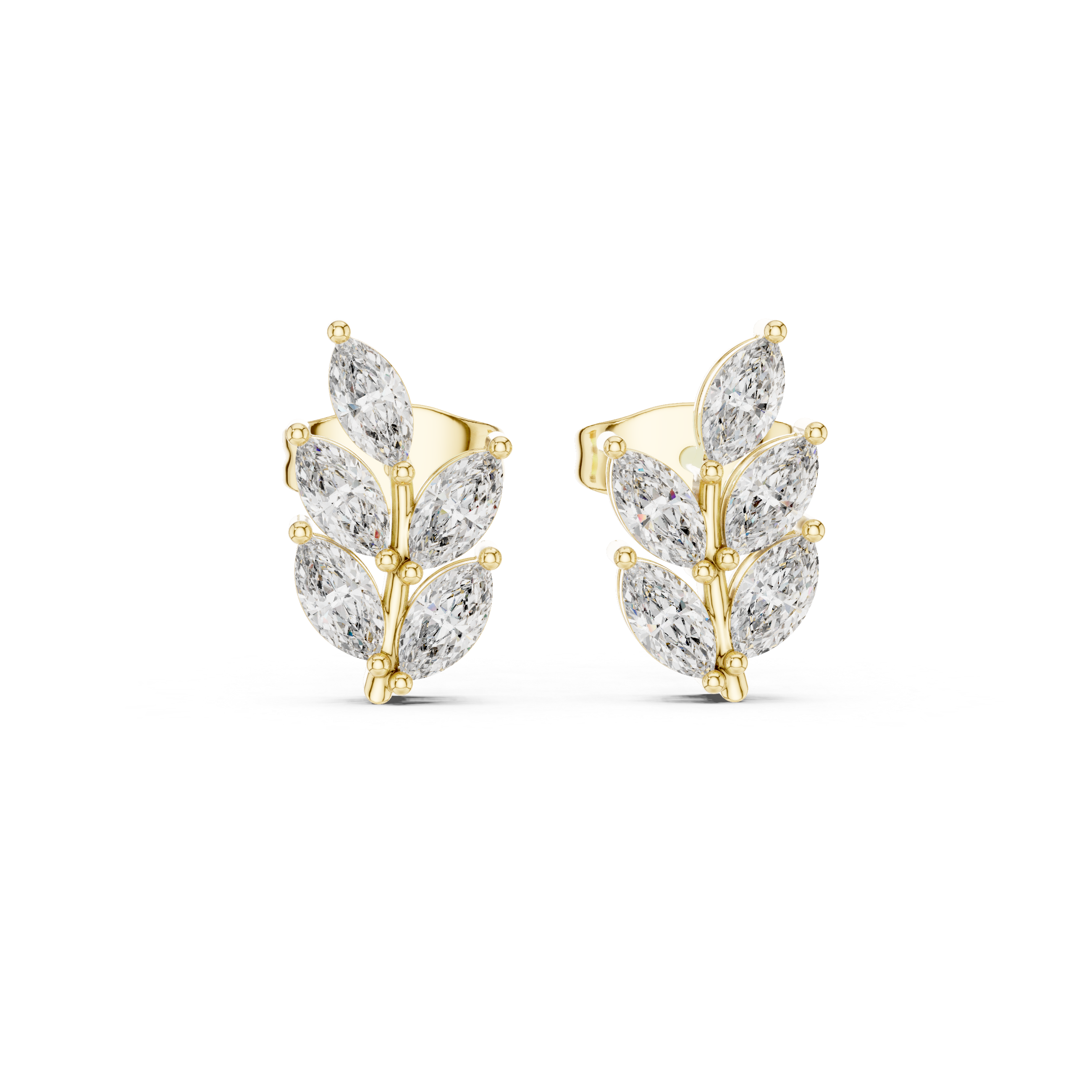 0.56 CT Marquise Cut Diamond Leaf Stud Earrings
