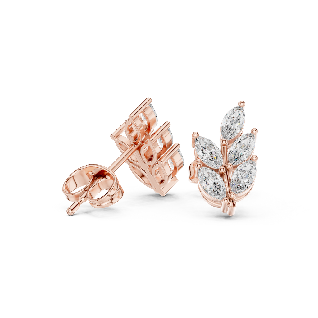 0.56 CT Marquise Cut Diamond Leaf Stud Earrings