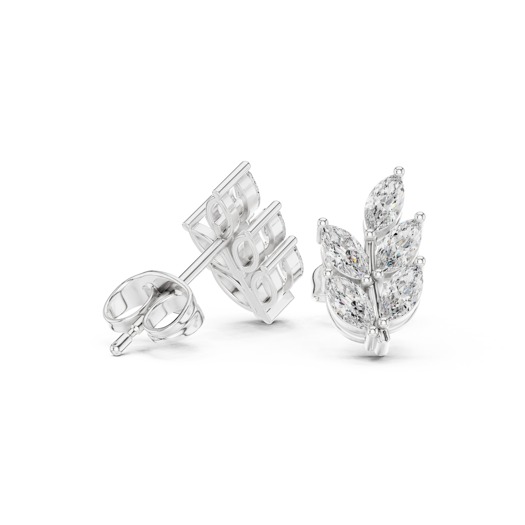 0.56 CT Marquise Cut Diamond Leaf Stud Earrings