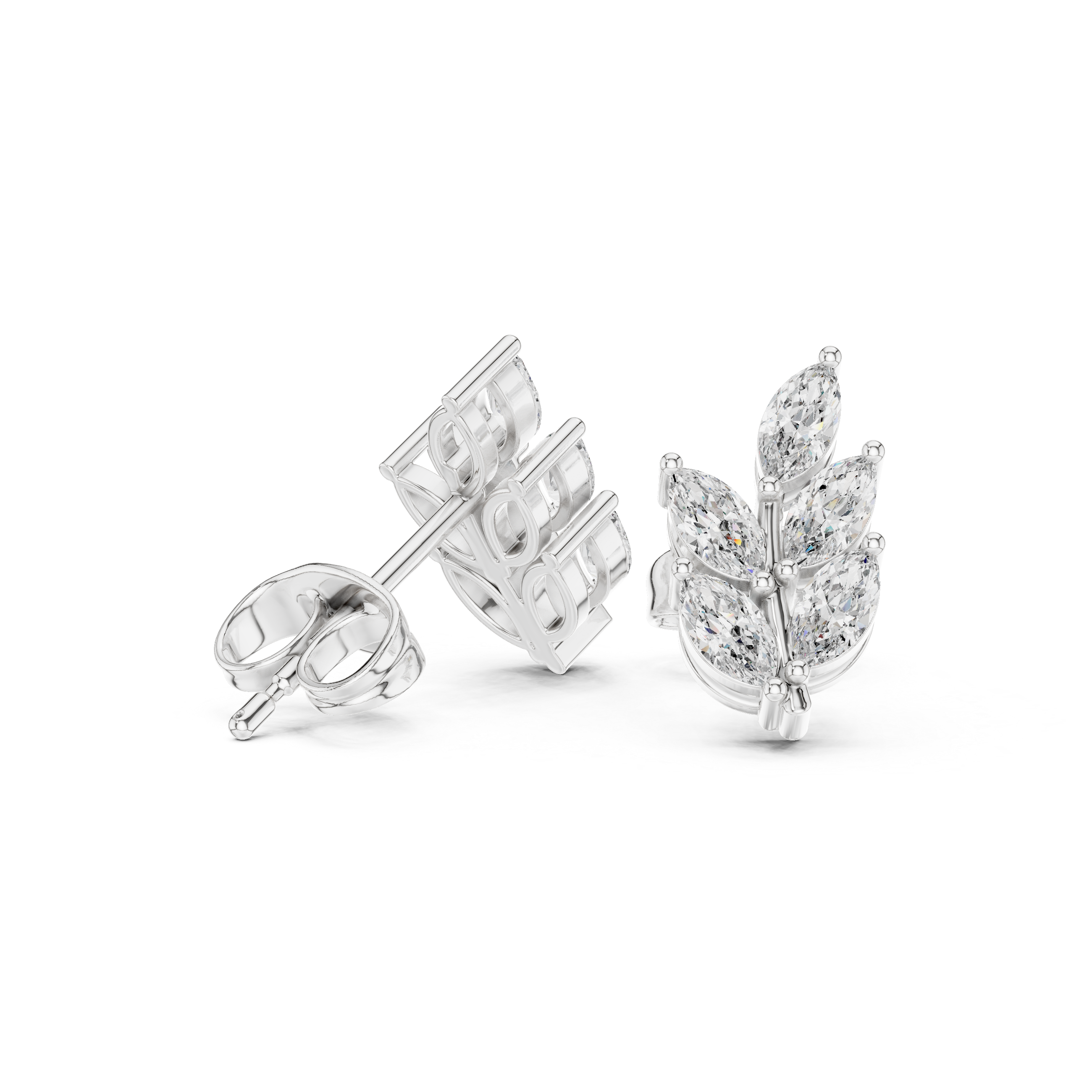 0.56 CT Marquise Cut Diamond Leaf Stud Earrings