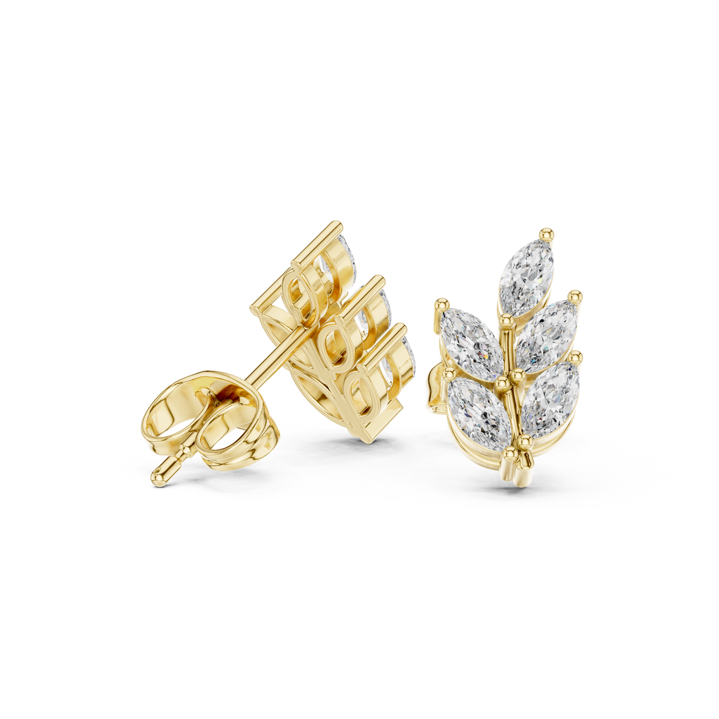 0.56 CT Marquise Cut Diamond Leaf Stud Earrings