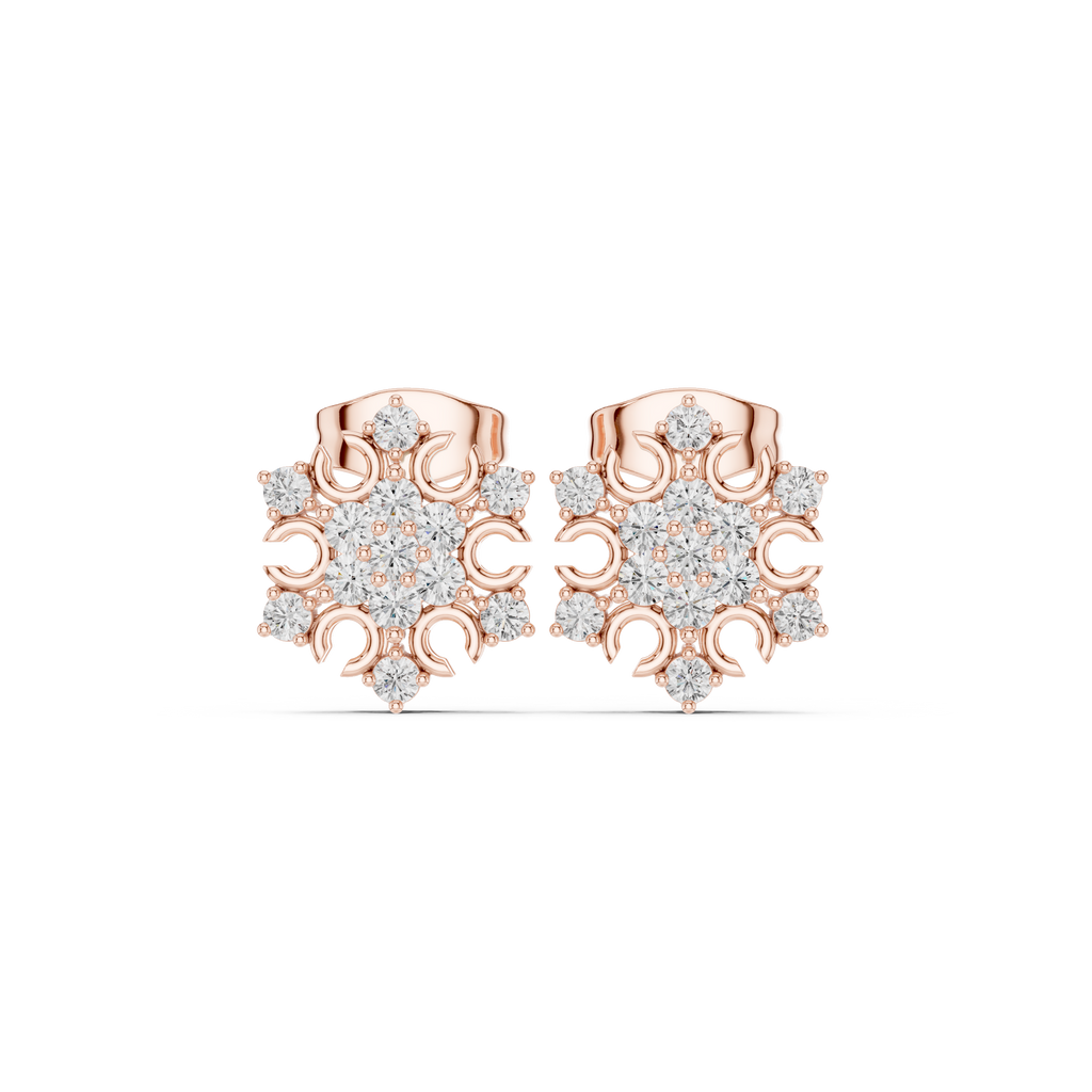 0.43 CT Snowflake Cluster Diamond Stud Earrings