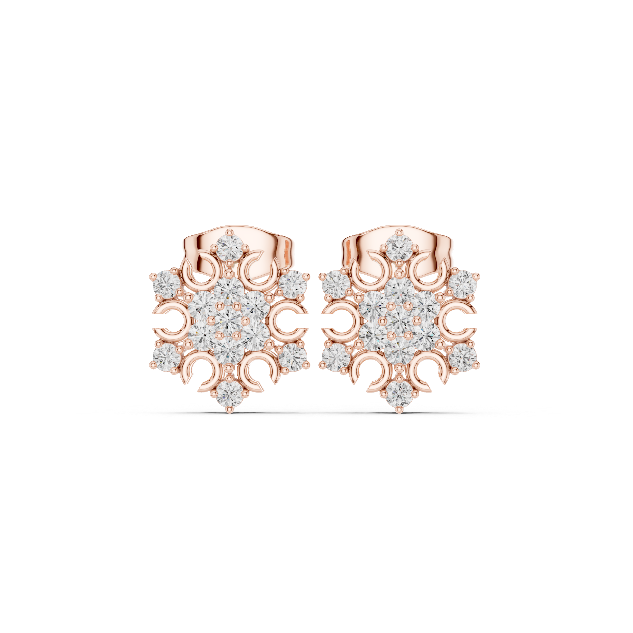 0.43 CT Snowflake Cluster Diamond Stud Earrings