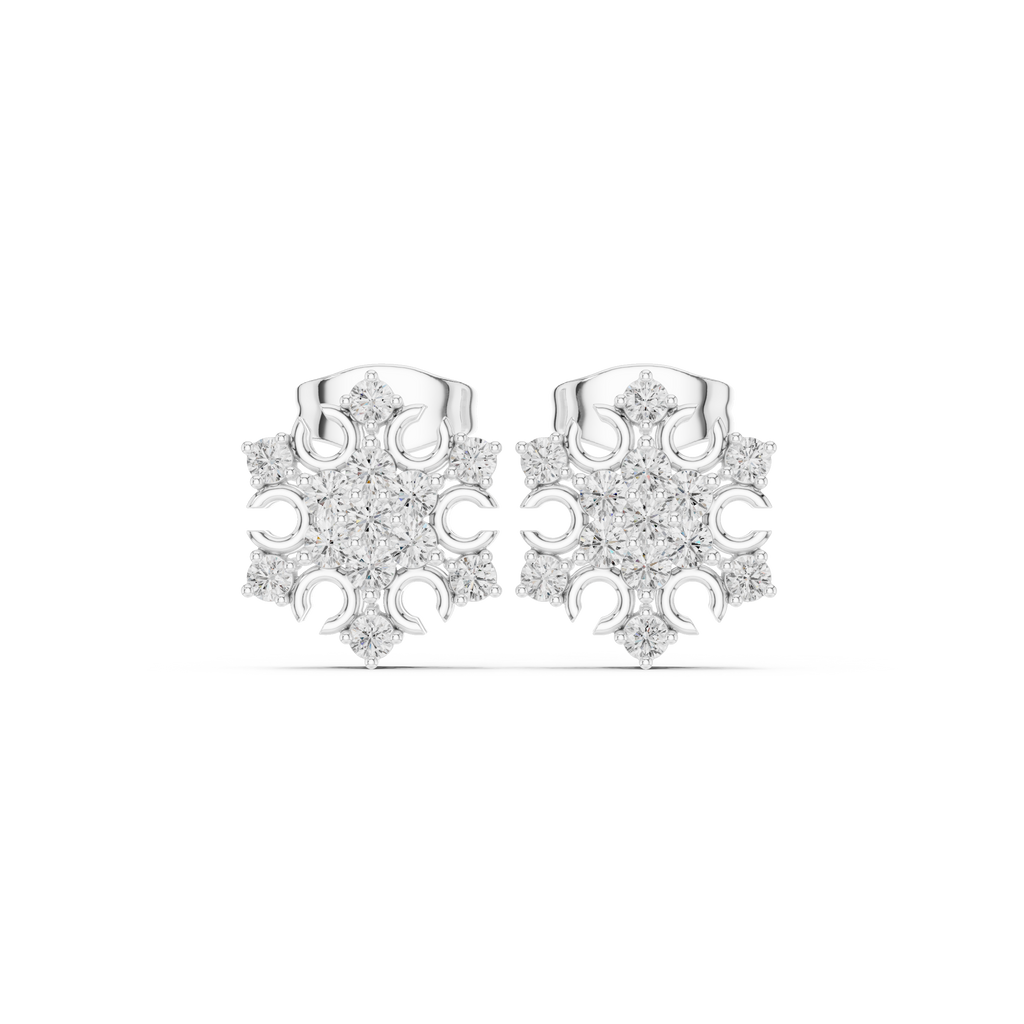 0.43 CT Snowflake Cluster Diamond Stud Earrings