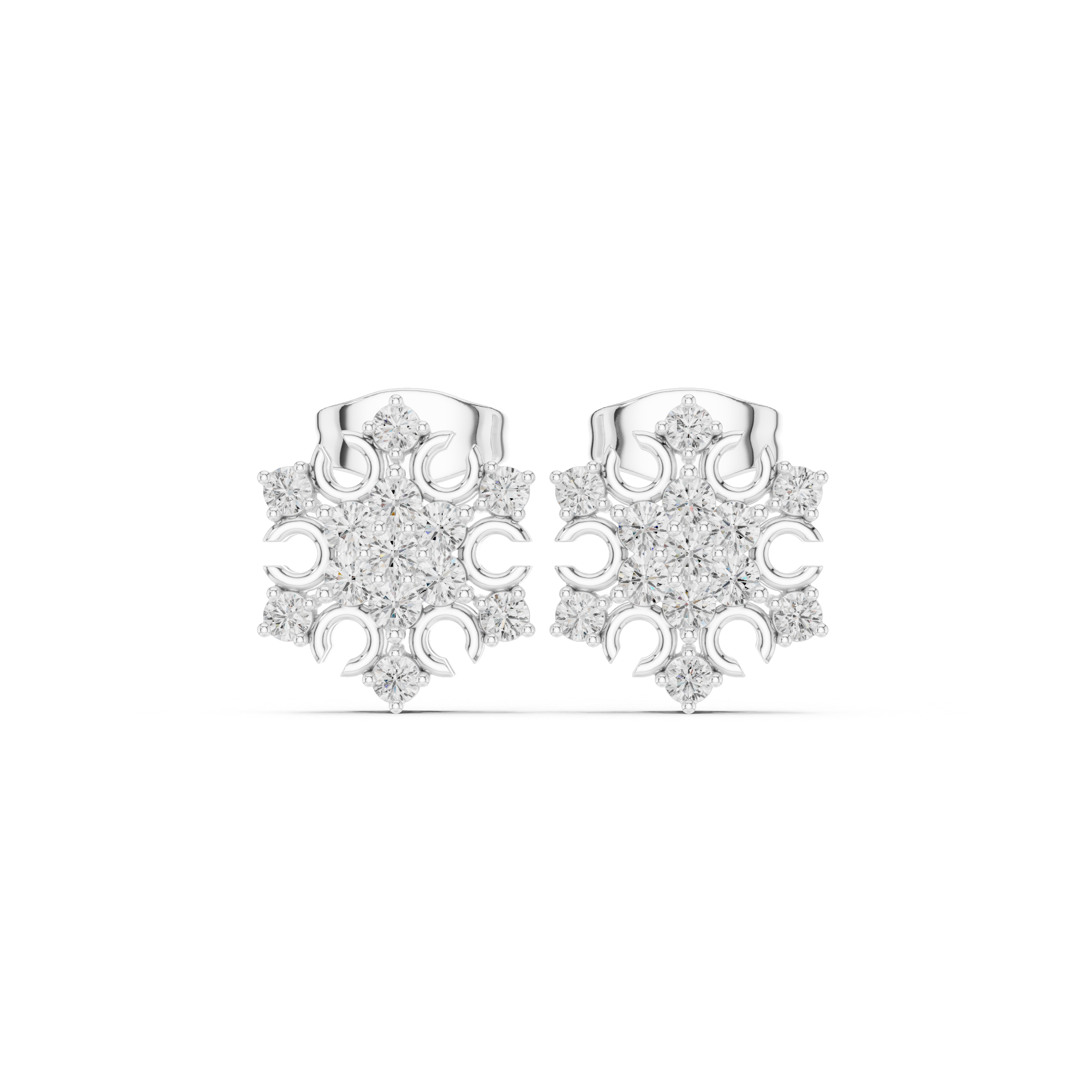 0.43 CT Snowflake Cluster Diamond Stud Earrings