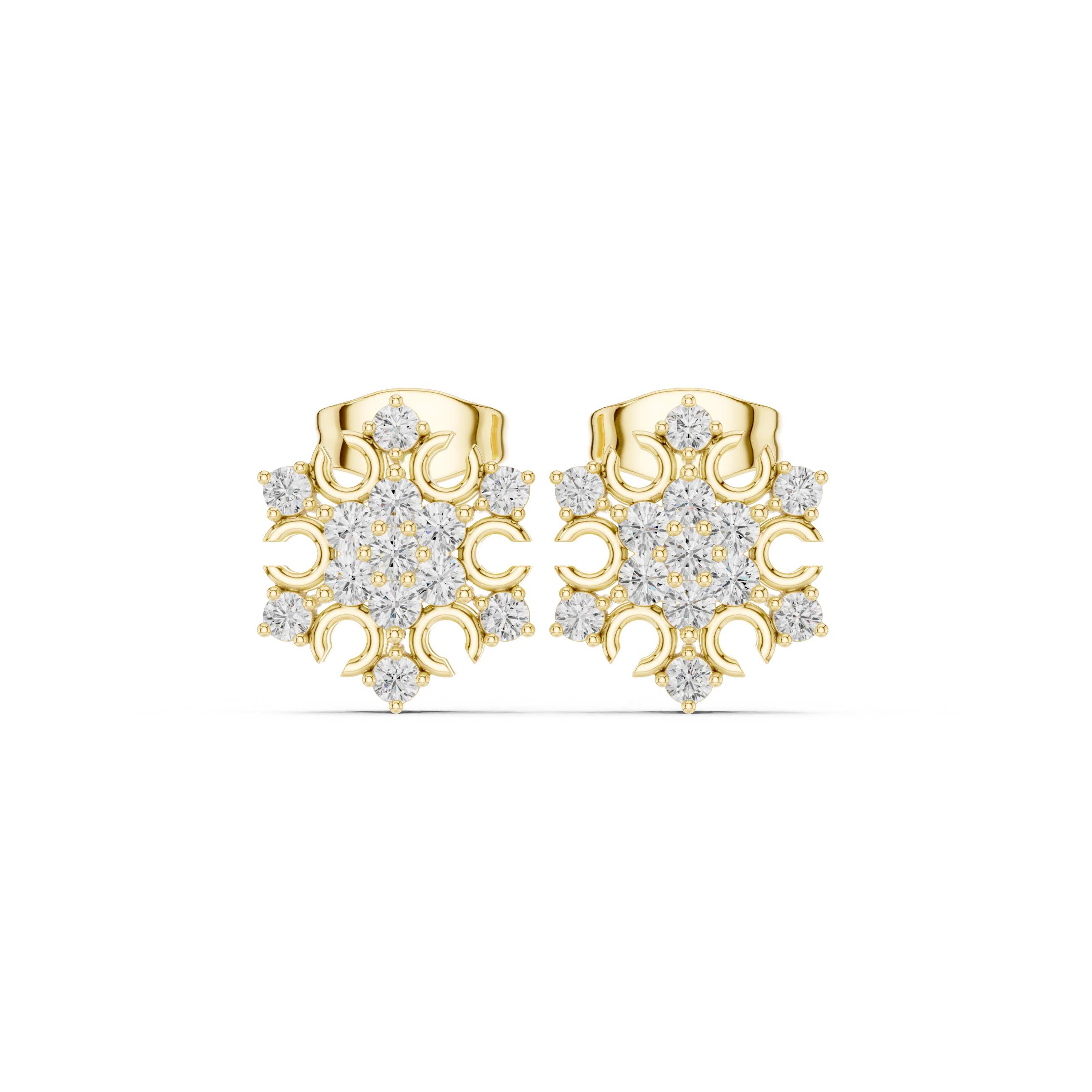0.43 CT Snowflake Cluster Diamond Stud Earrings