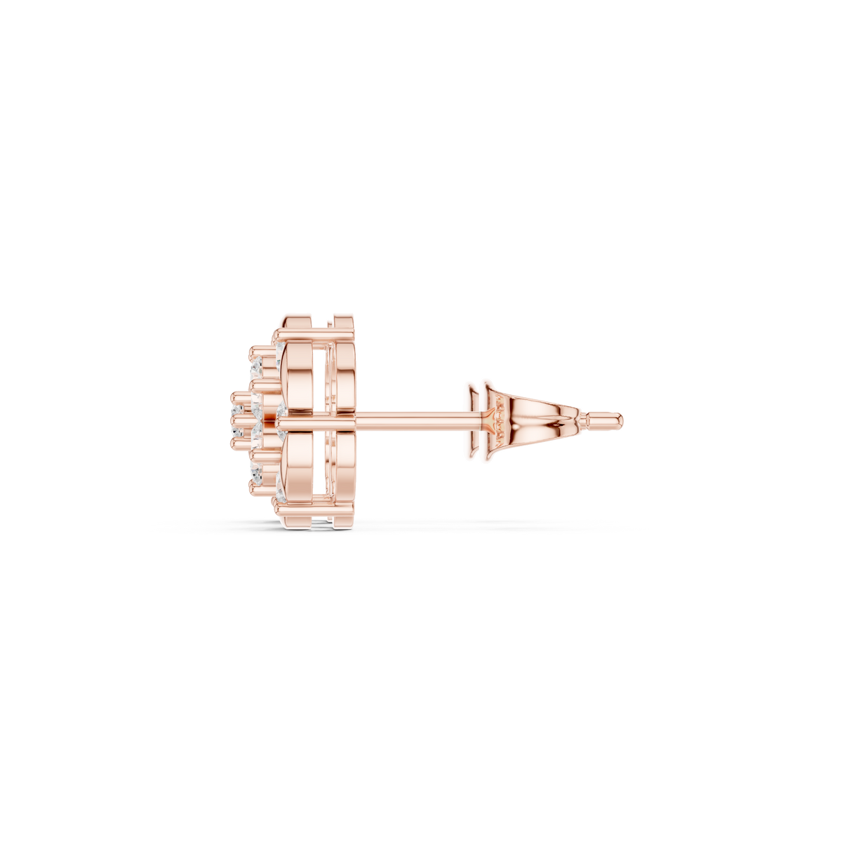Round Cluster Diamond Stud Earrings, side angle — Jewelix Atelier