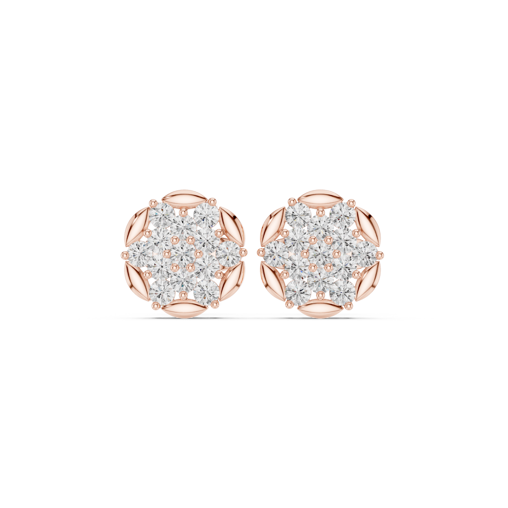 0.47 CT Round Cluster Diamond Stud Earrings