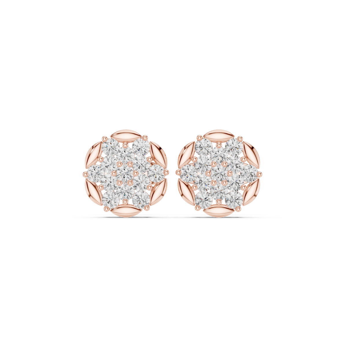 Round Cluster Diamond Stud Earrings, gallery image — Jewelix Atelier