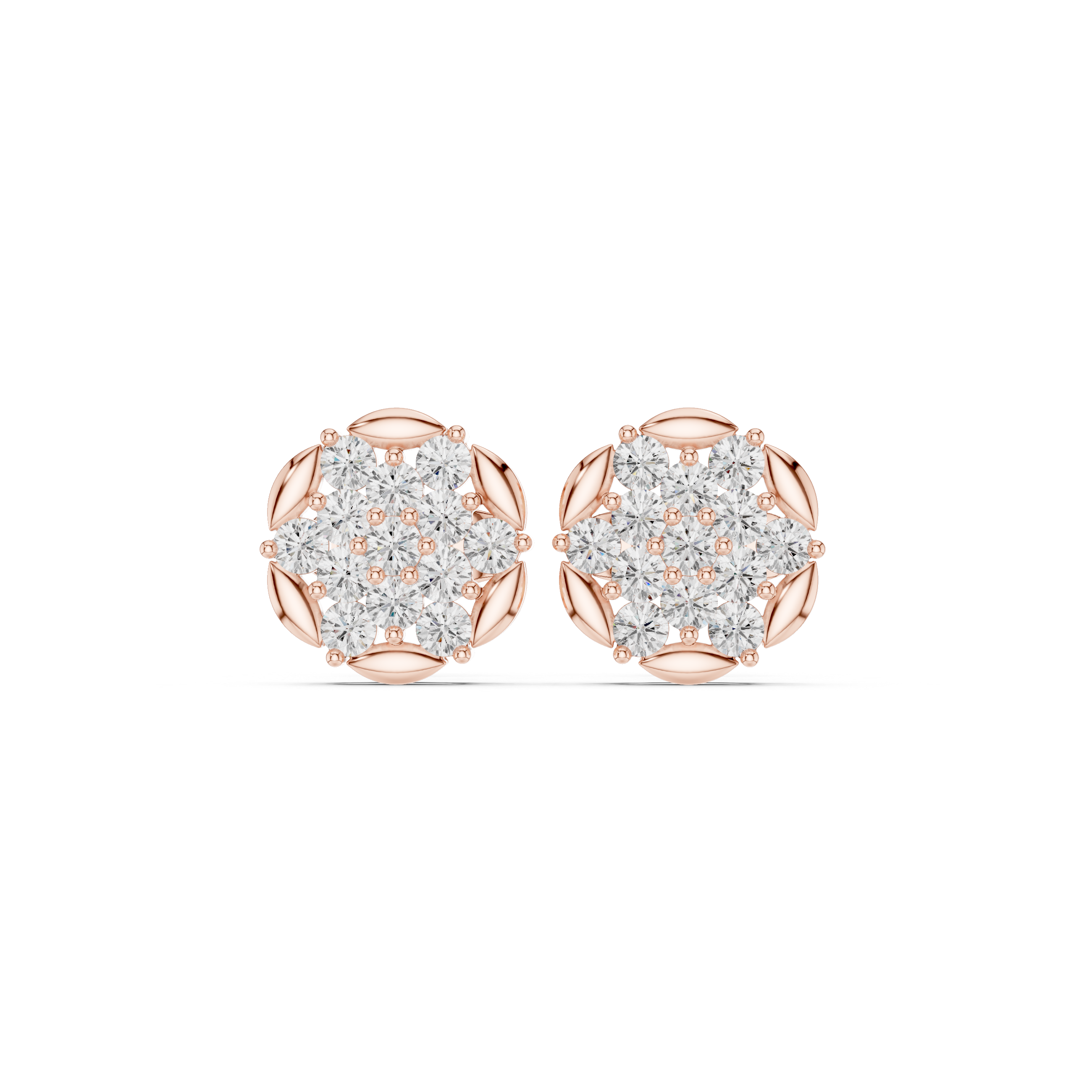 0.47 CT Round Cluster Diamond Stud Earrings