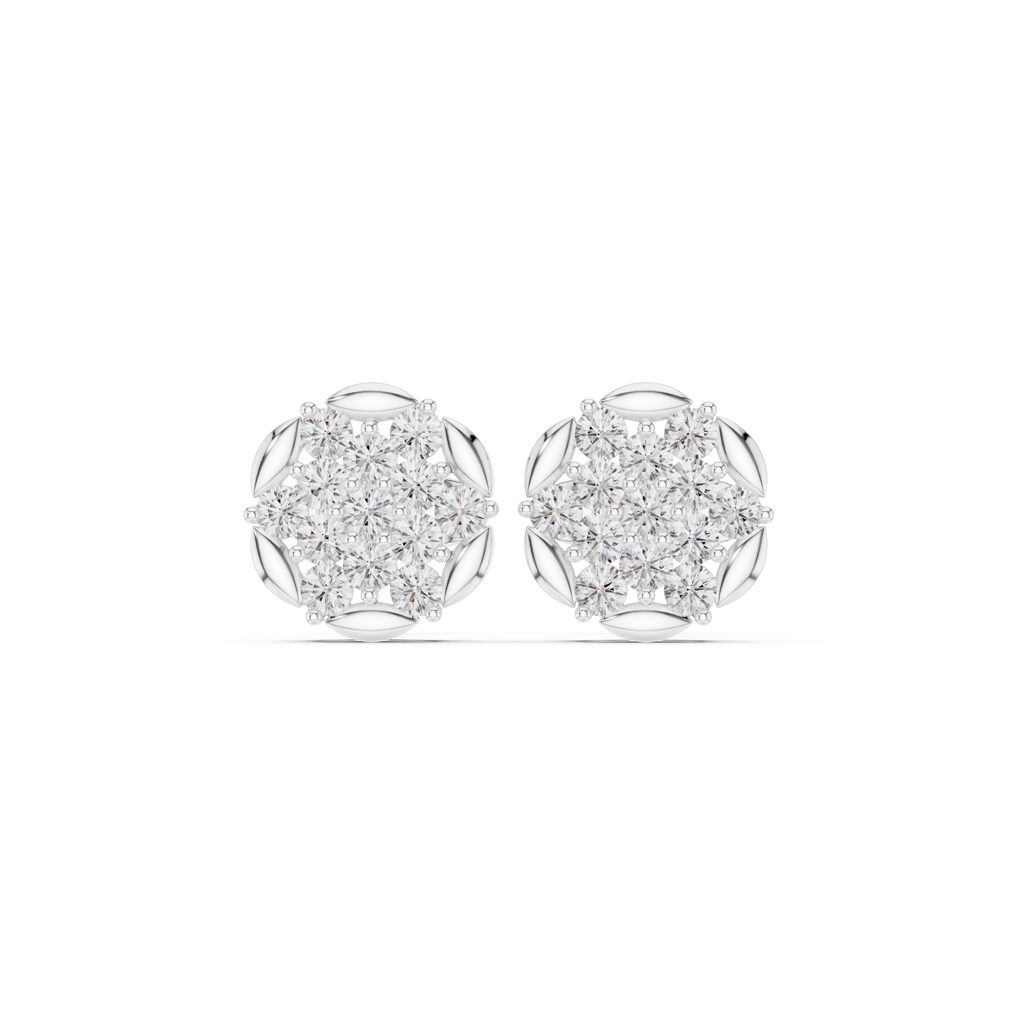 0.47 CT Round Cluster Diamond Stud Earrings
