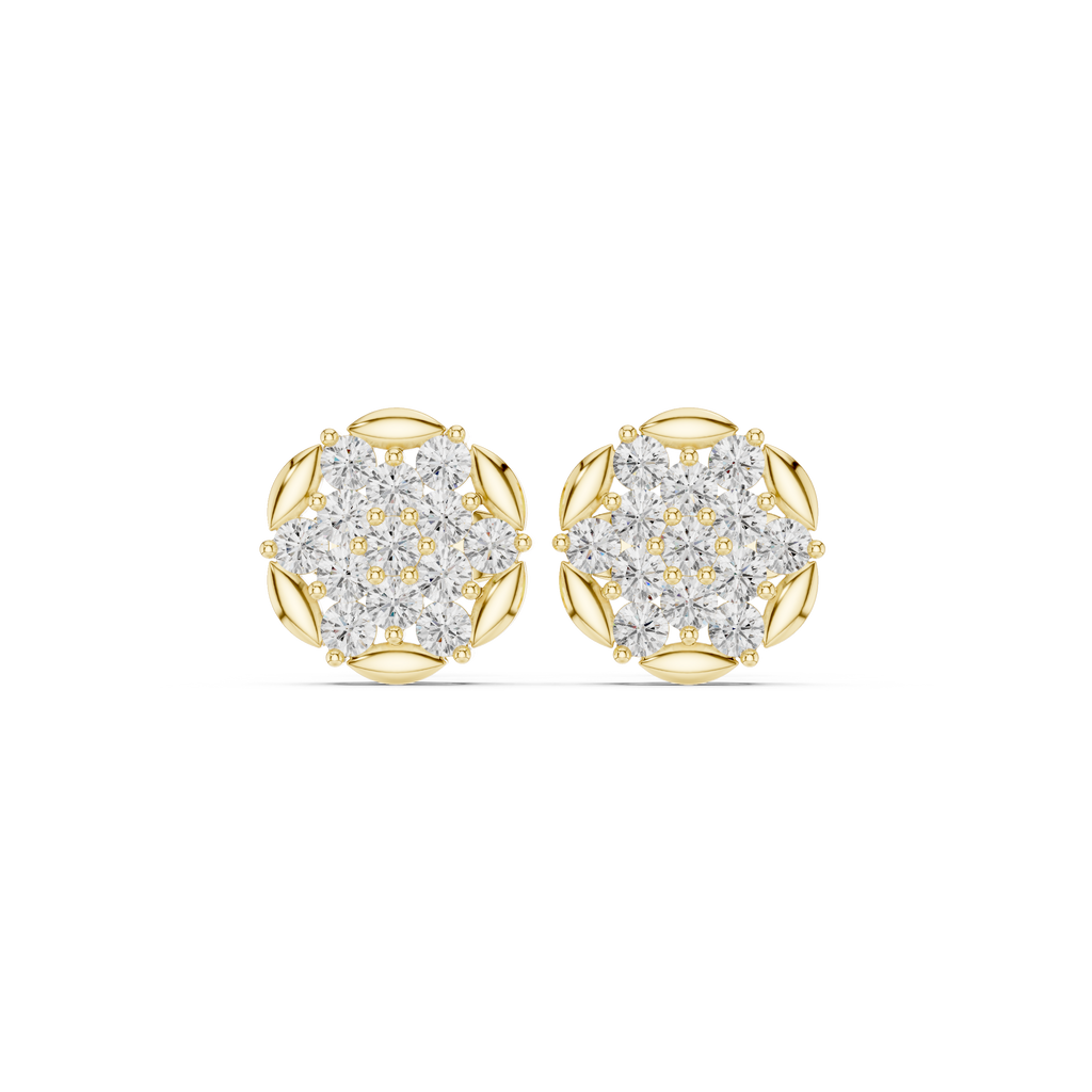 0.47 CT Round Cluster Diamond Stud Earrings