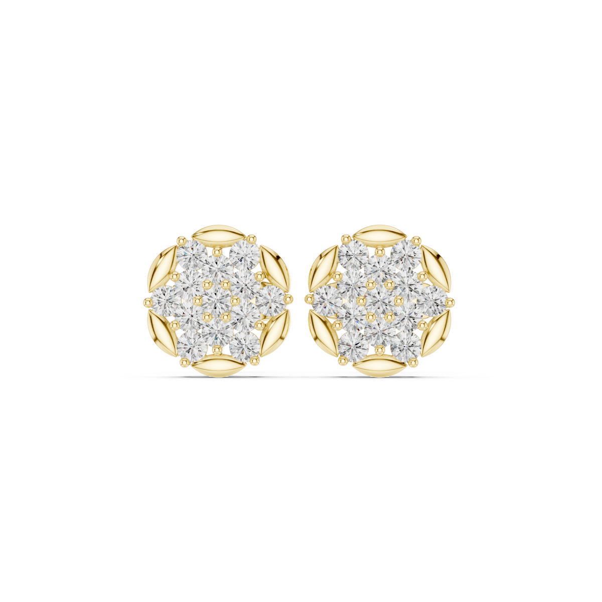 Round Cluster Diamond Stud Earrings, additional photo — Jewelix Atelier