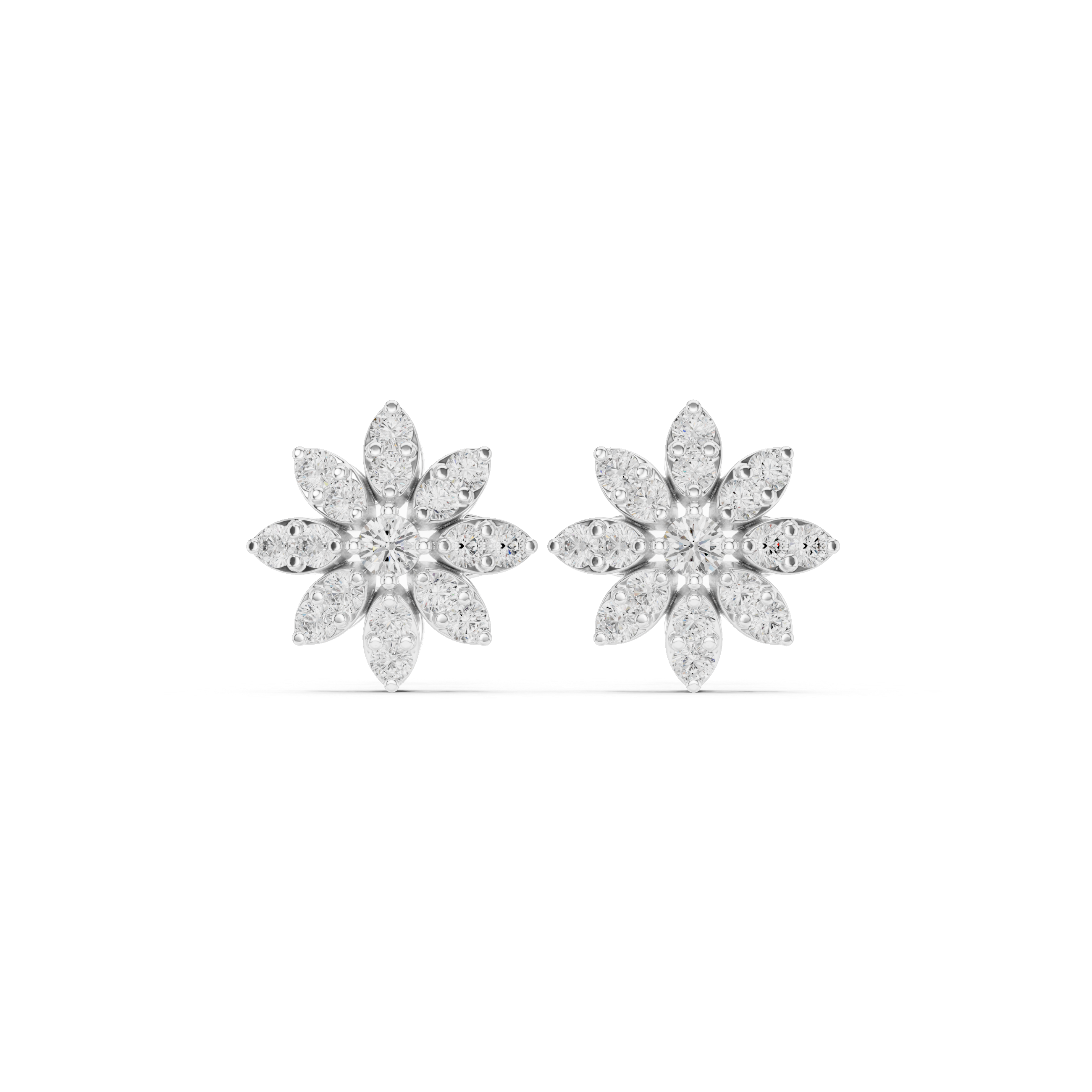 0.89 CT Floral Pear Diamond Stud Earrings