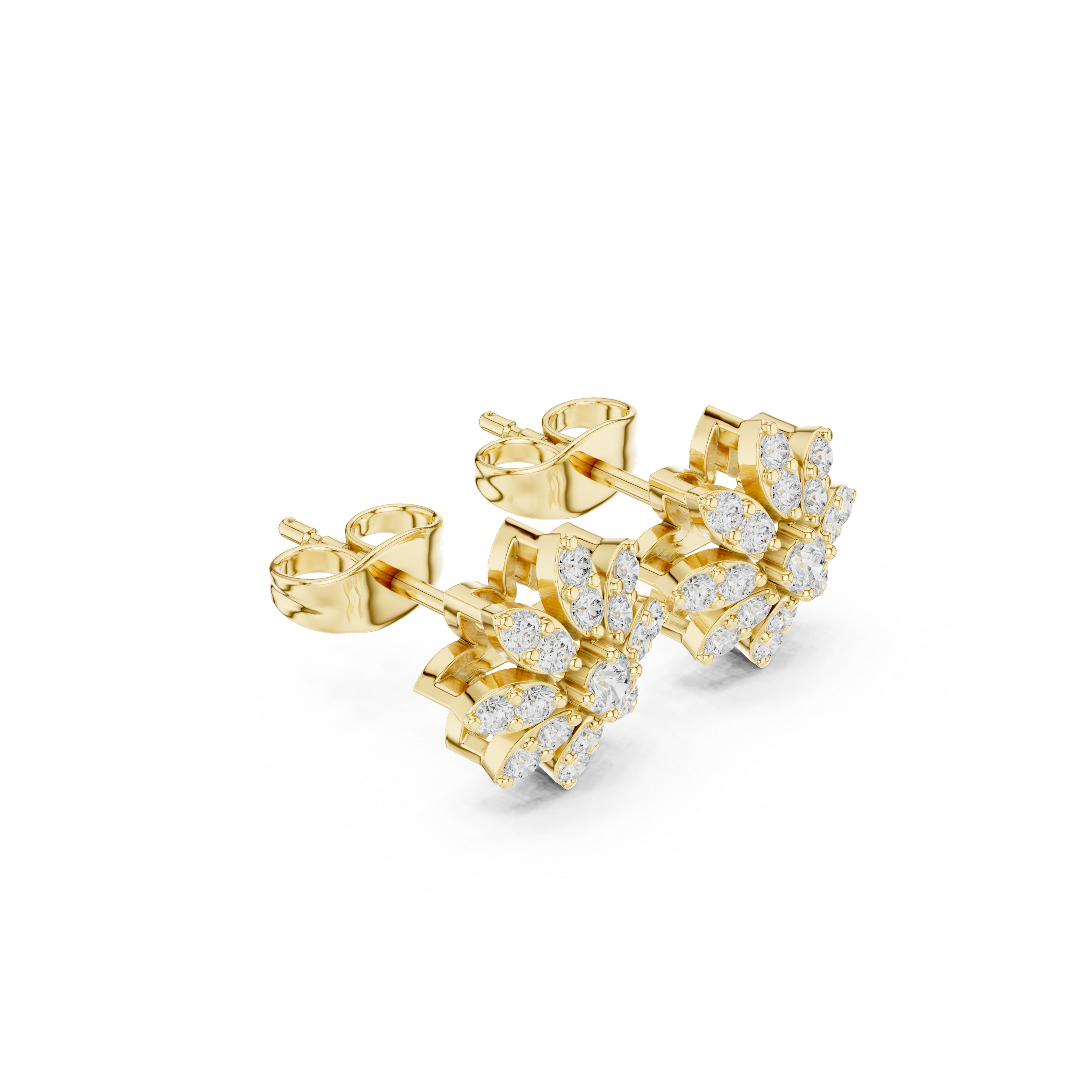 0.89 CT Floral Pear Diamond Stud Earrings