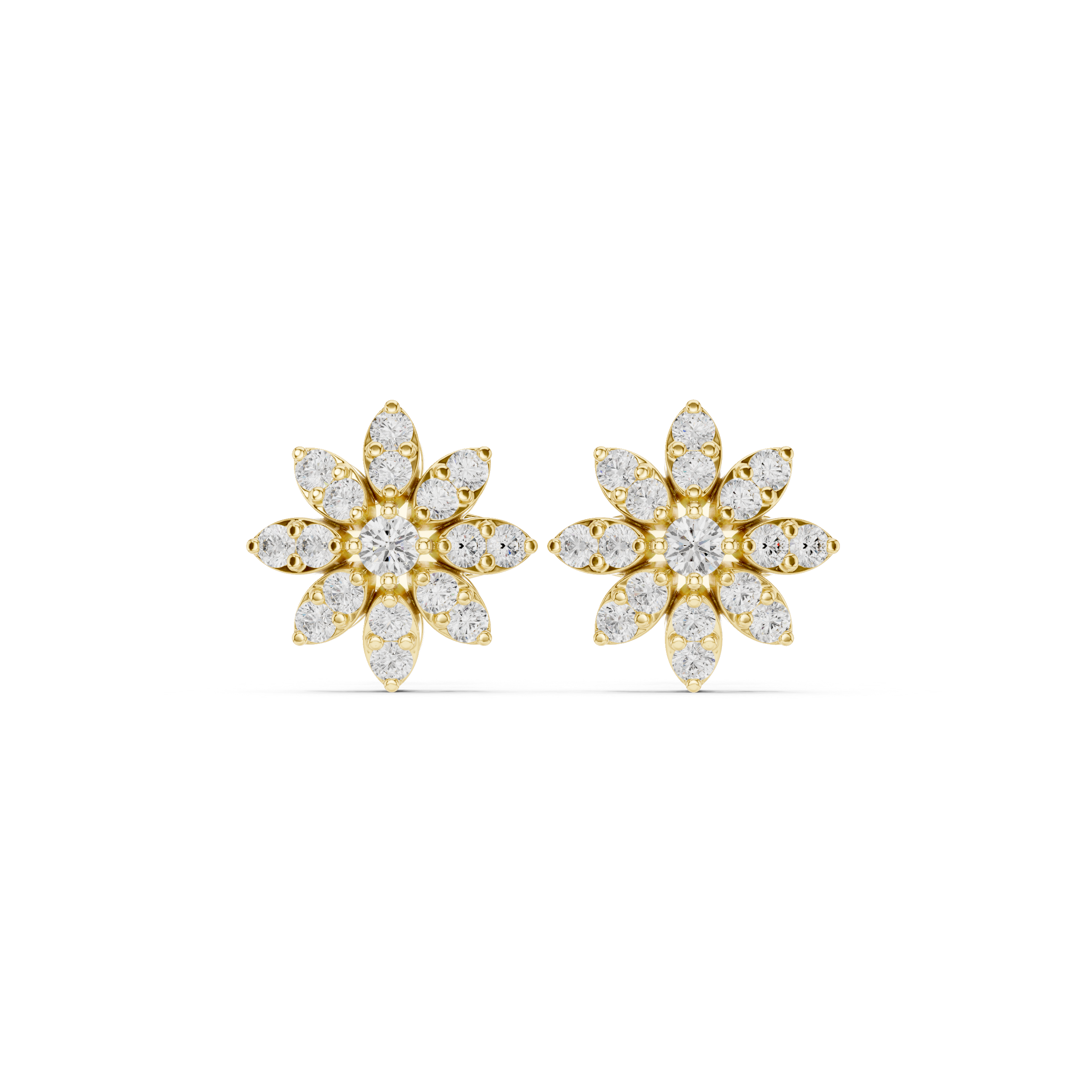 0.89 CT Floral Pear Diamond Stud Earrings