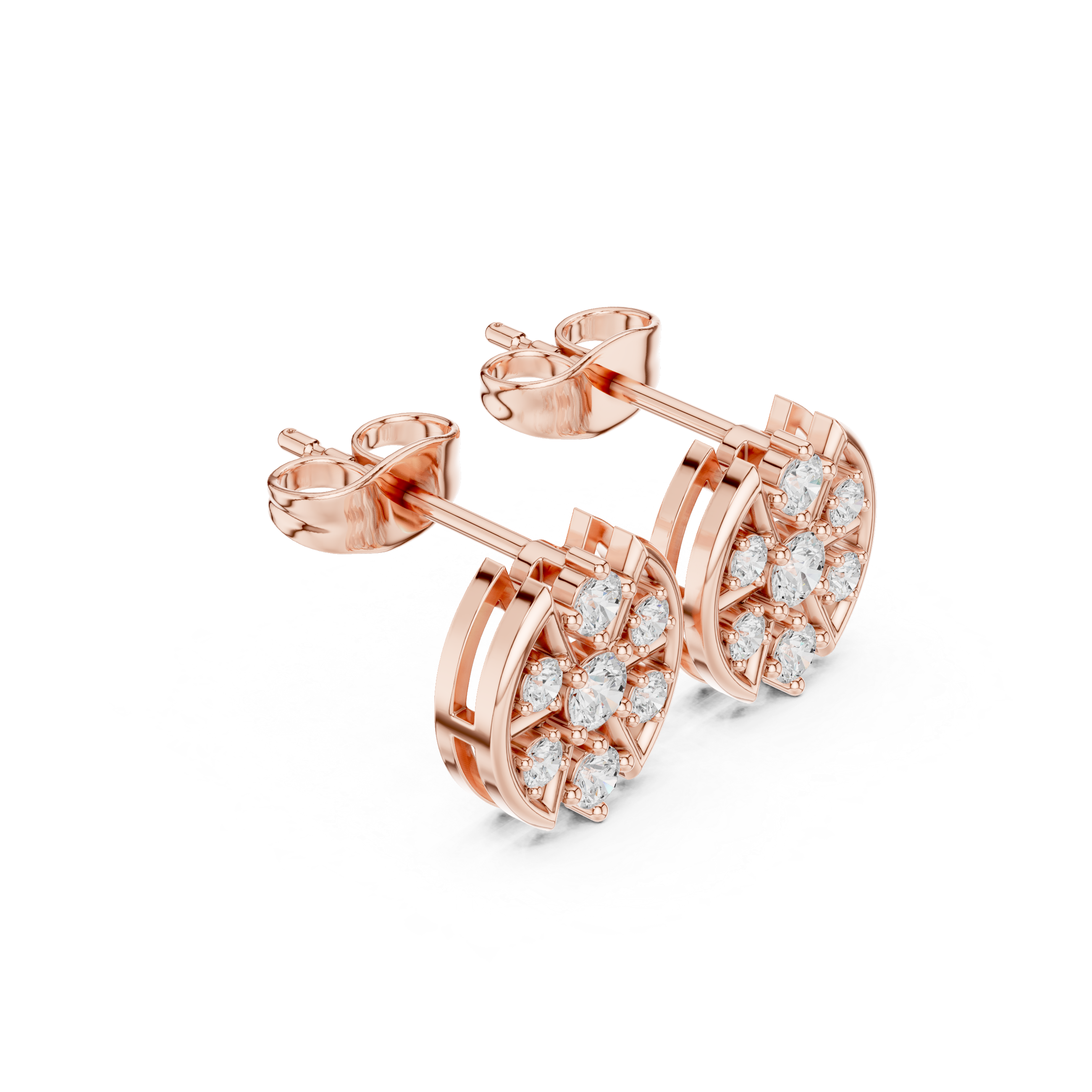 0.41 CT Floral Diamond Stud Earrings